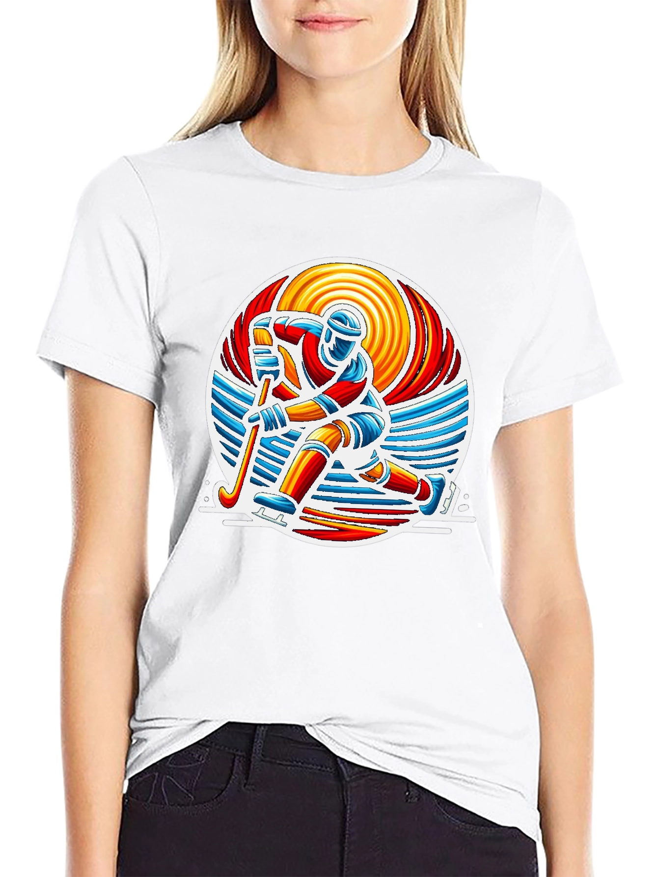 Hockey Player Graphic Tee - Retro Style