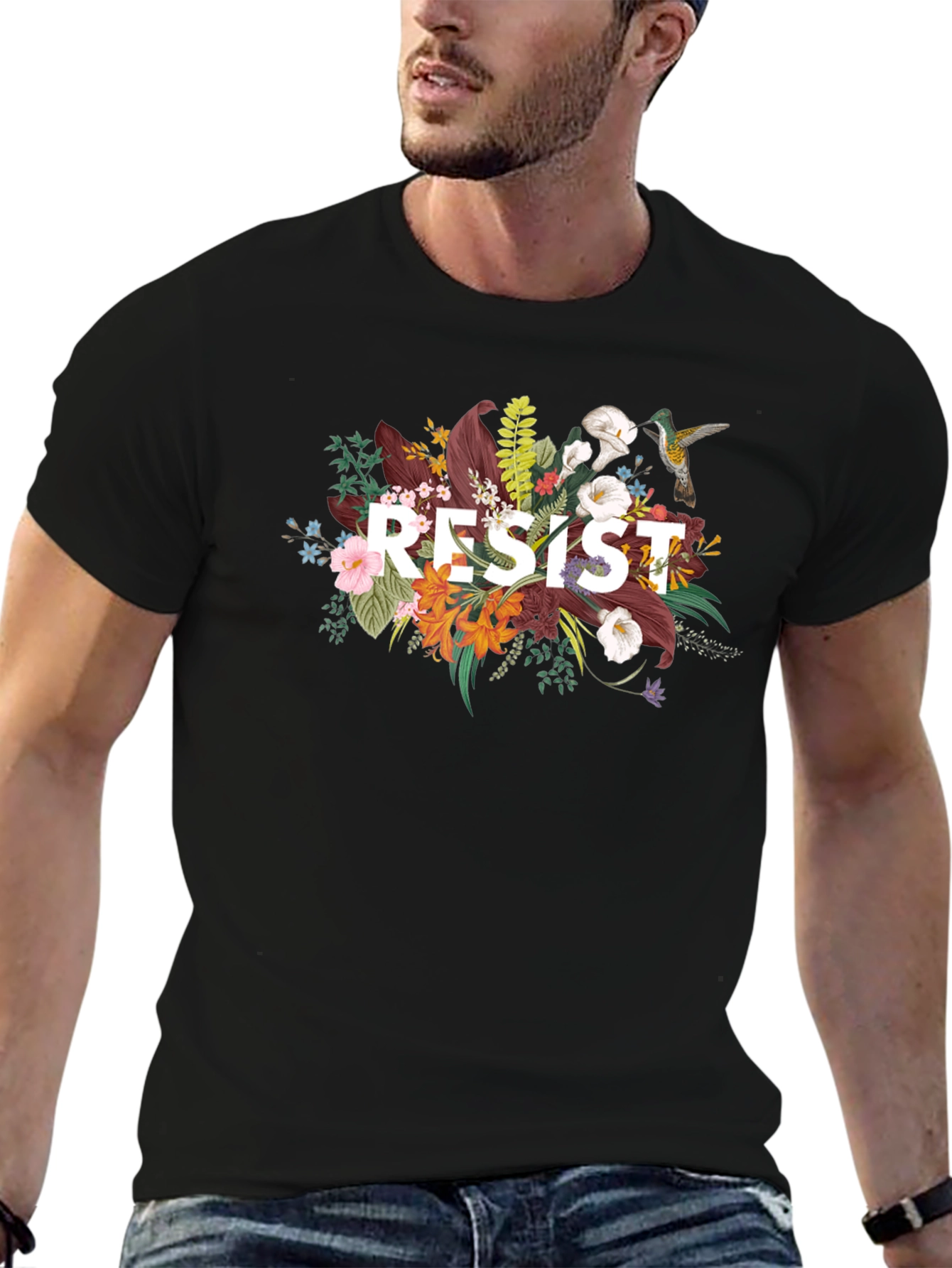 Resist Floral Graphic T-Shirt