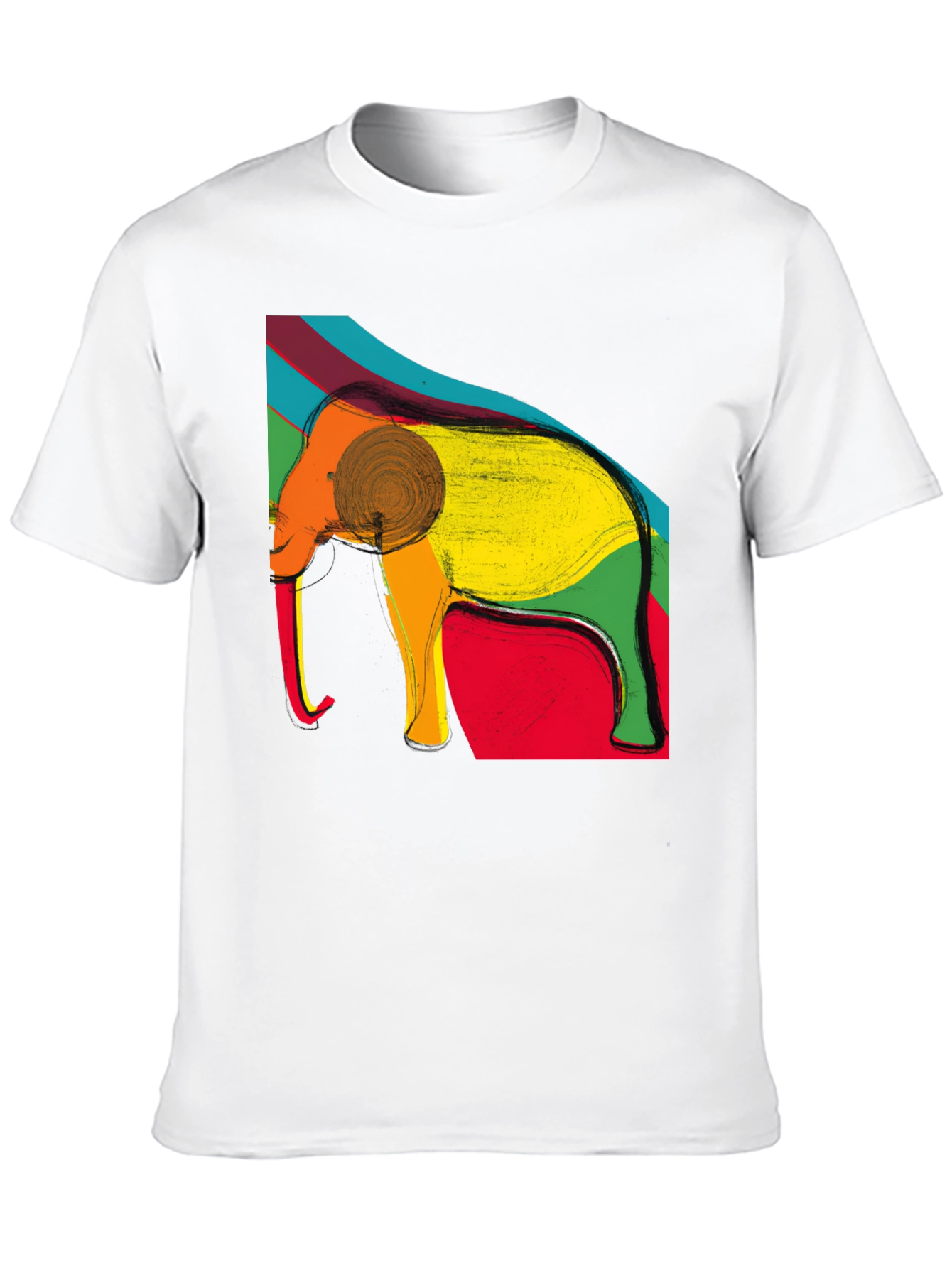 Elephant Art Print Black T-Shirt