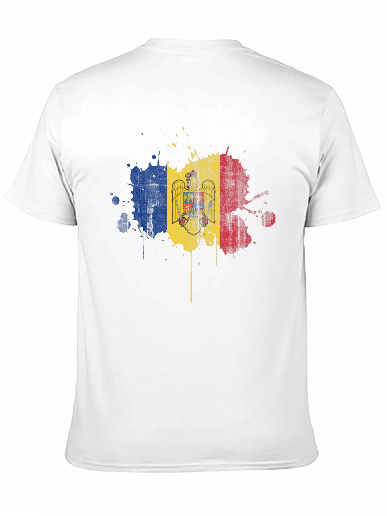 Moldova Flag Grunge T-Shirt - Black Cotton Tee
