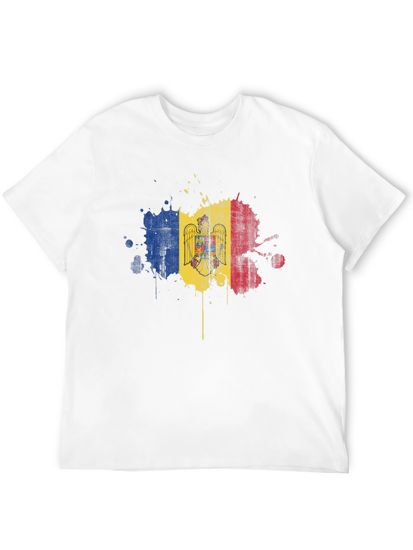 Moldova Flag Grunge T-Shirt - Black Cotton Tee