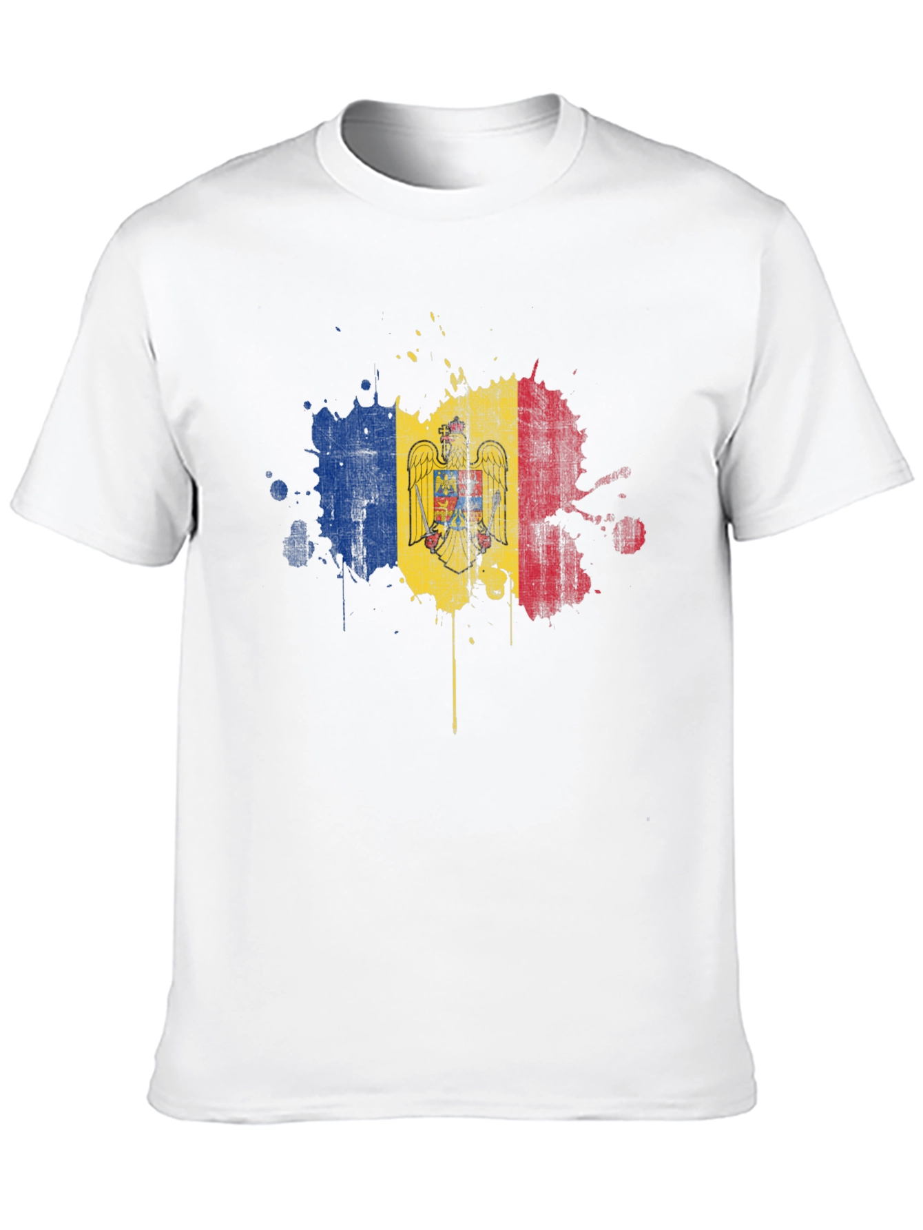 Moldova Flag Grunge T-Shirt - Black Cotton Tee