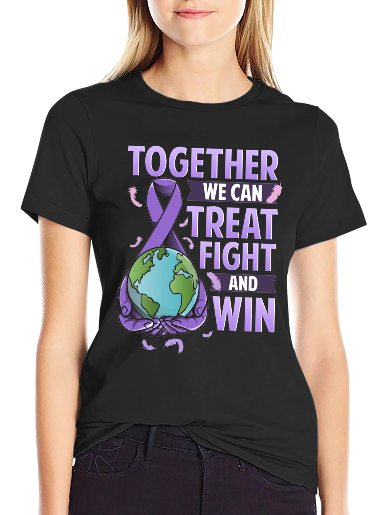Together We Can Black Graphic T-Shirt