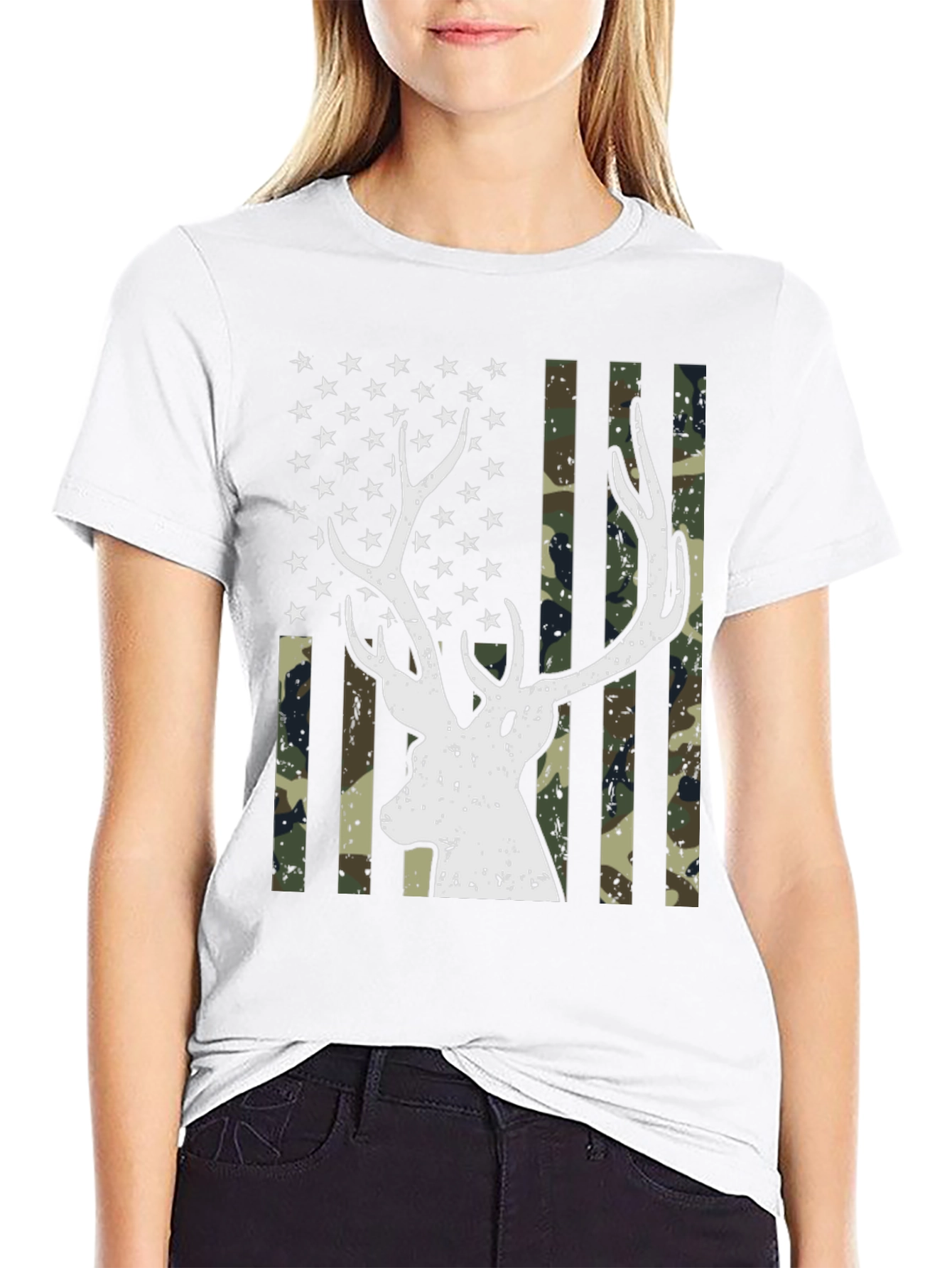 Deer Flag Graphic Tee - Mens Black T-Shirt