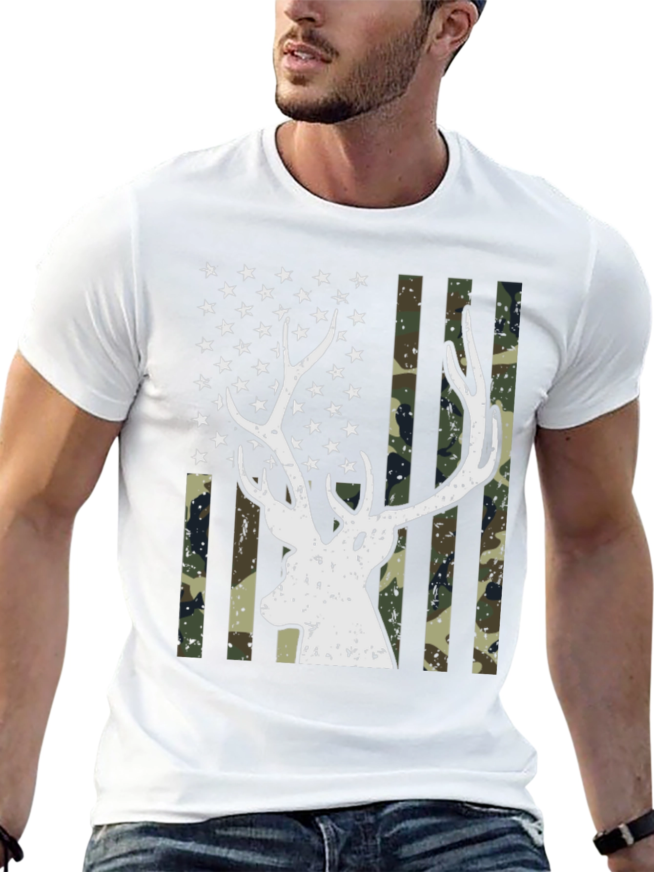 Deer Flag Graphic Tee - Mens Black T-Shirt