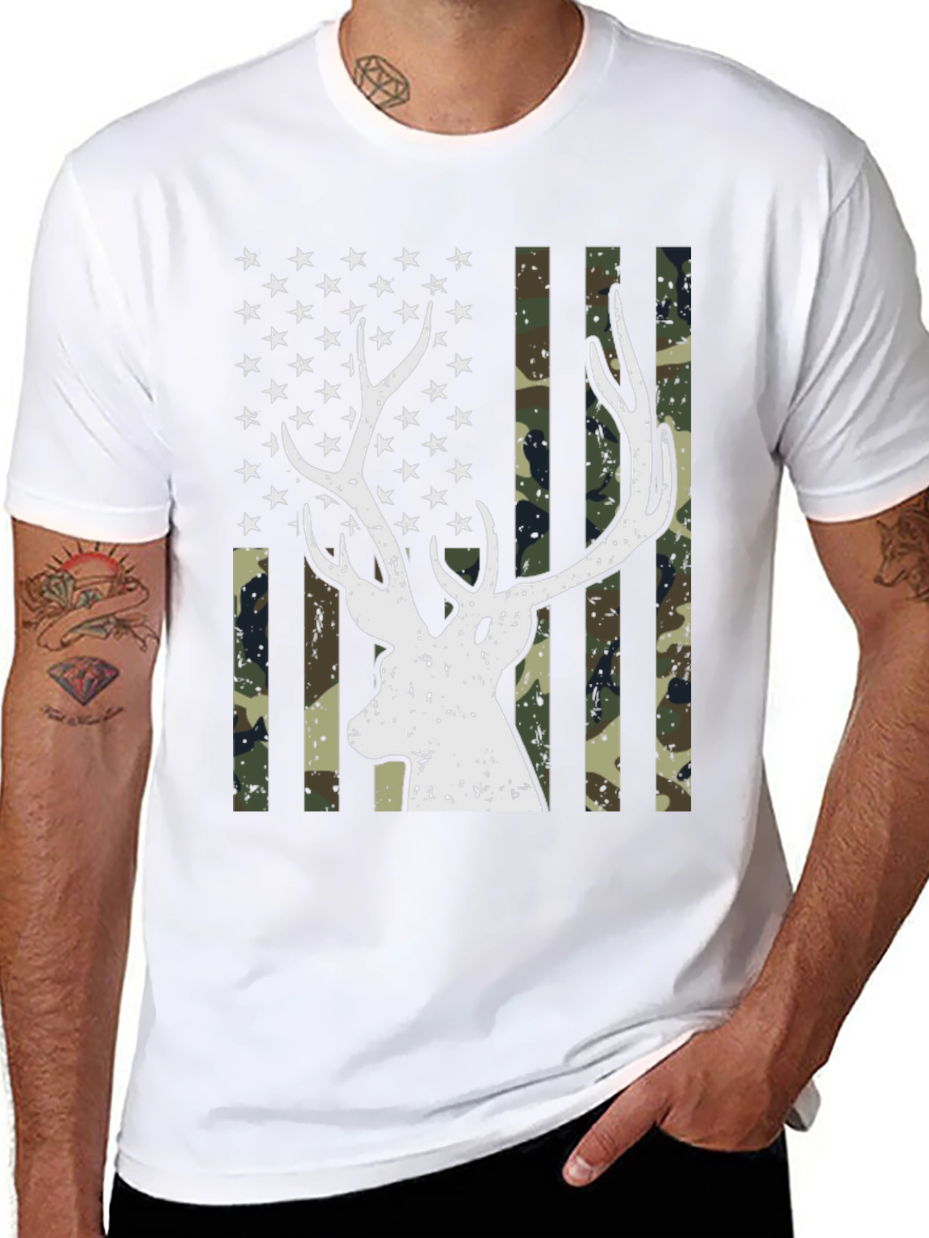 Deer Flag Graphic Tee - Mens Black T-Shirt