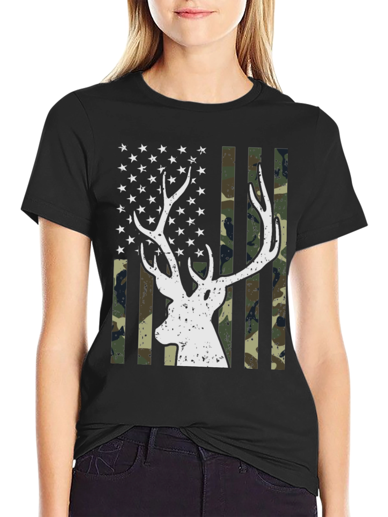 Deer Flag Graphic Tee - Mens Black T-Shirt