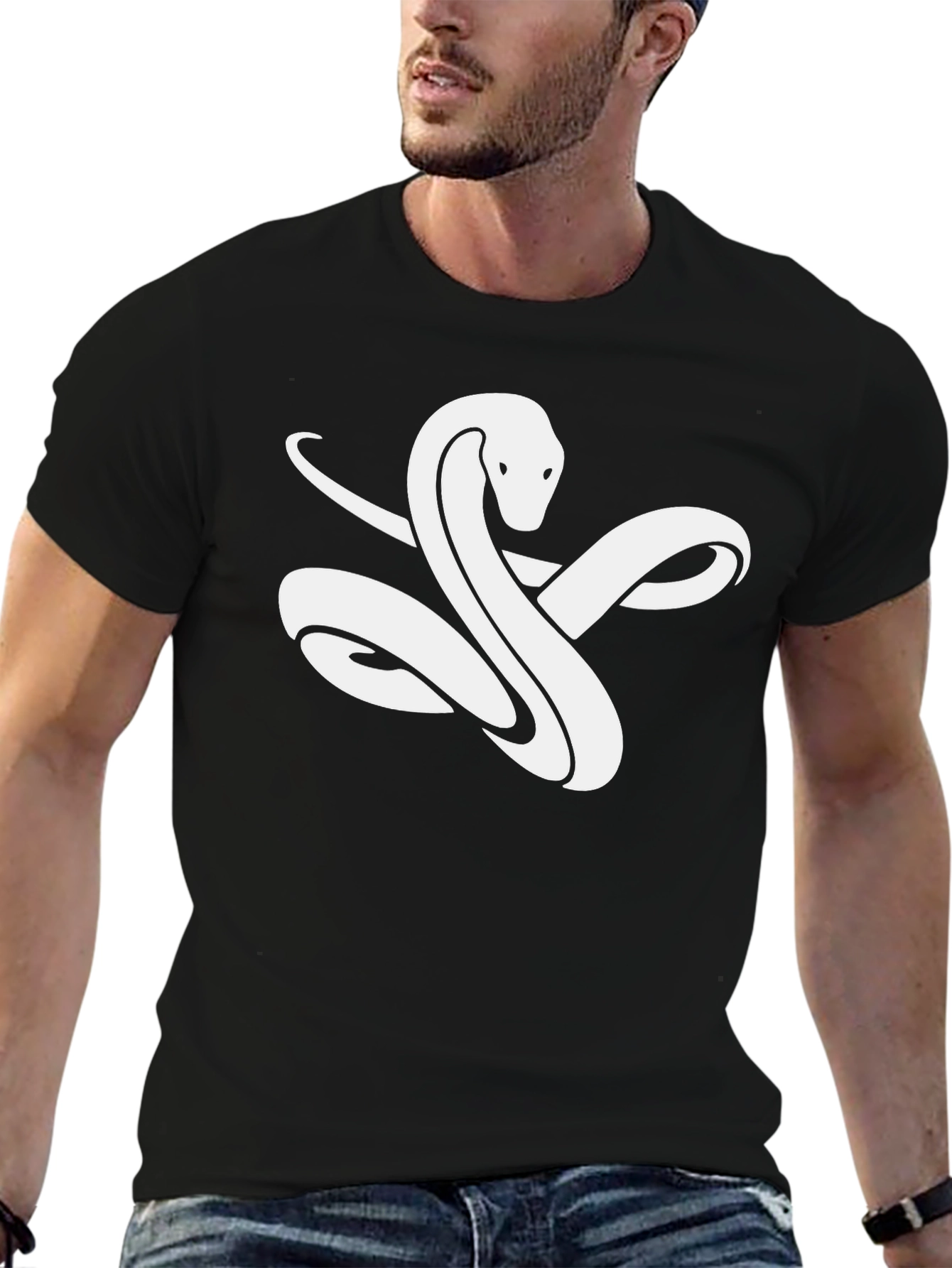 Snake Graphic Tee - Black Cotton T-Shirt