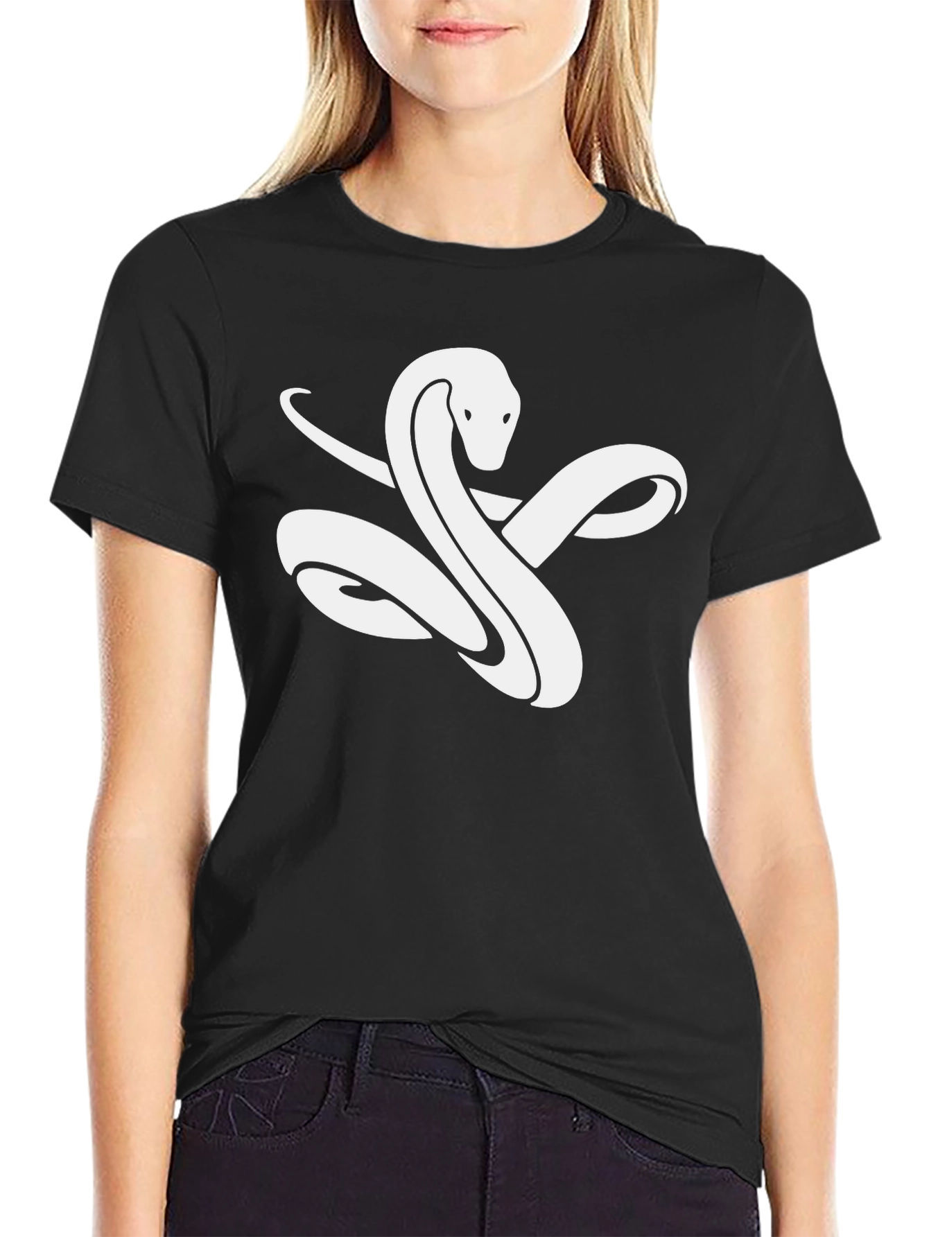 Snake Graphic Tee - Black Cotton T-Shirt