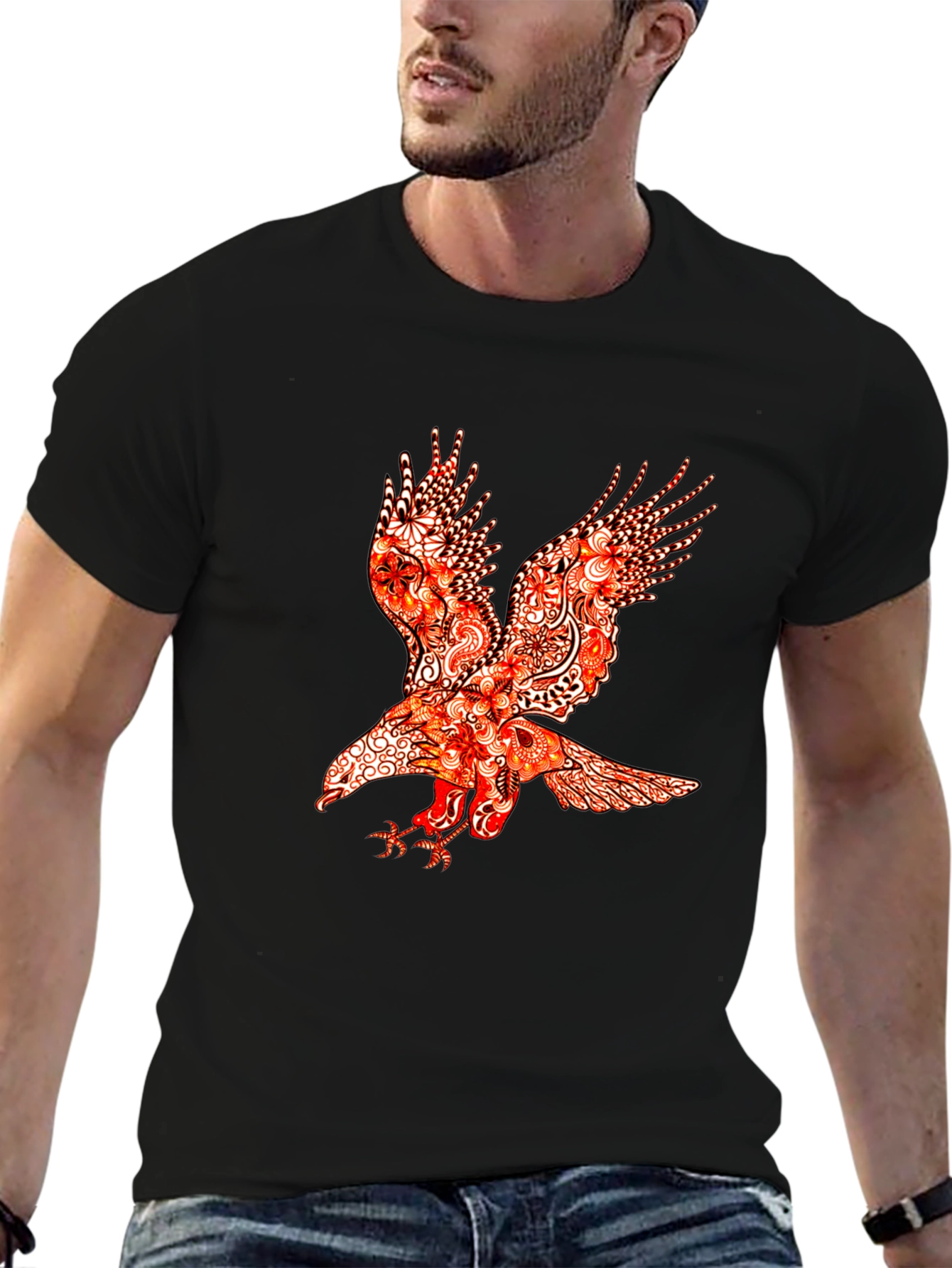 Raven Graphic Print Black T-Shirt
