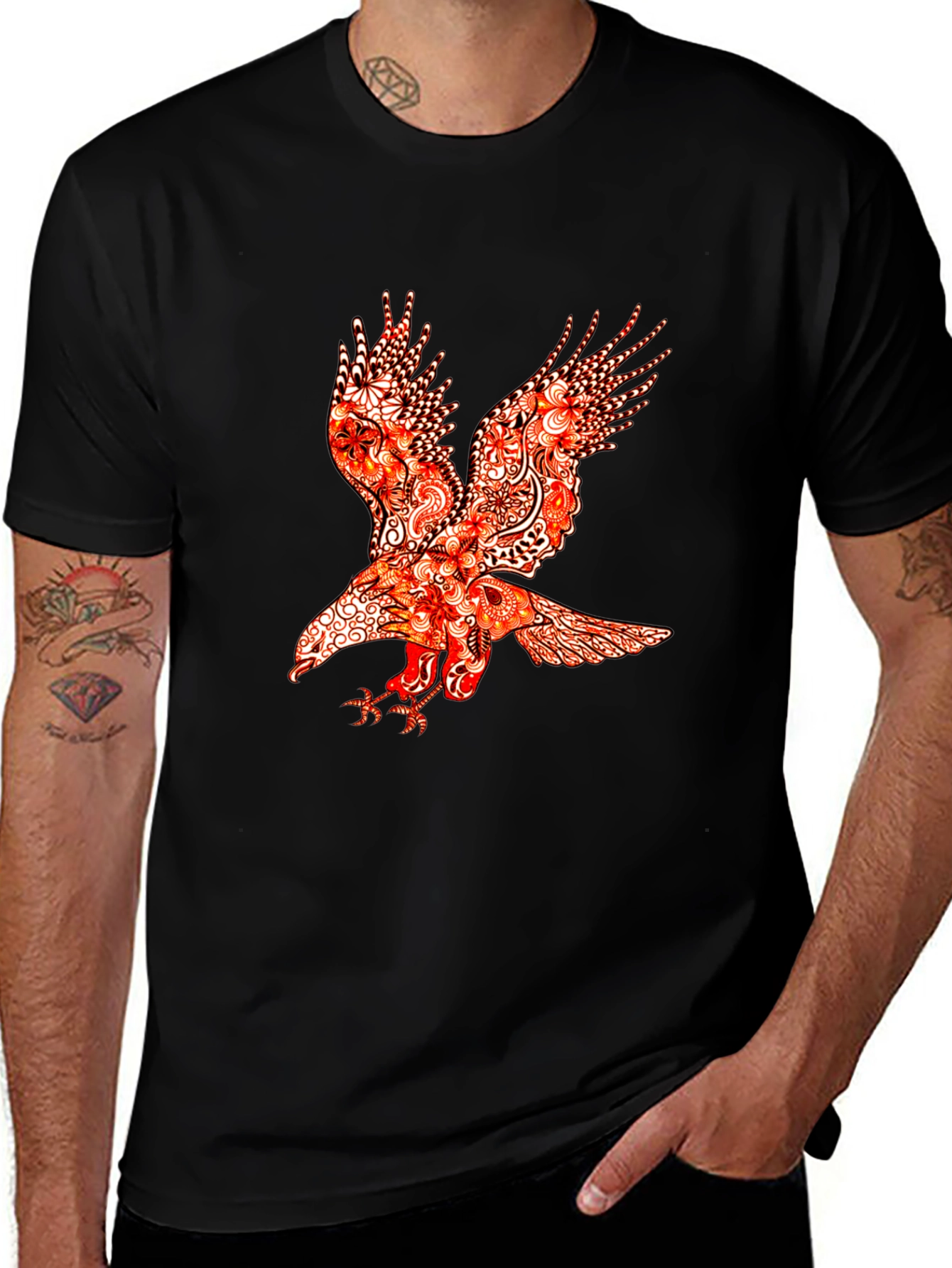 Raven Graphic Print Black T-Shirt