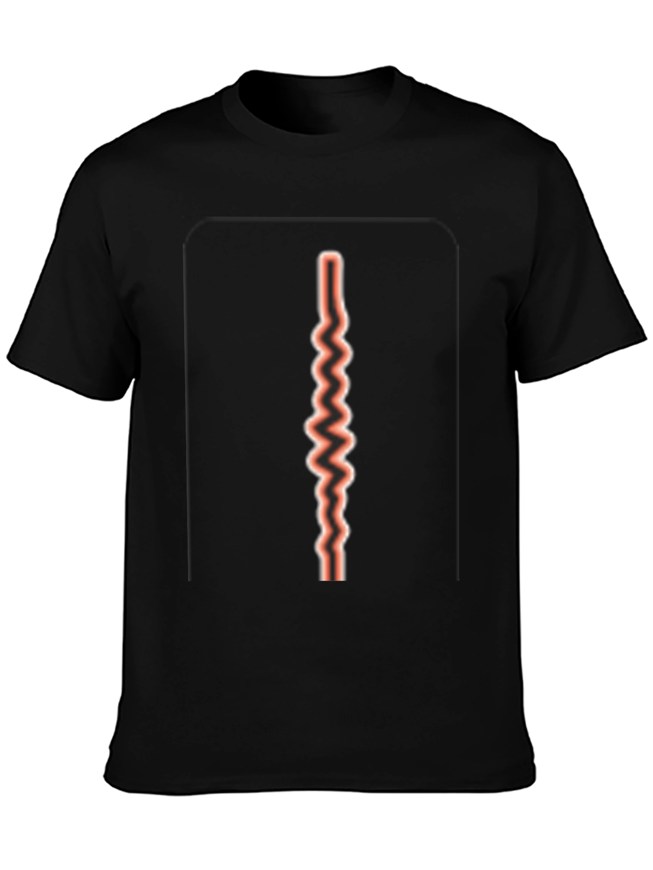 Red Zig Zag Line on Black T-shirt