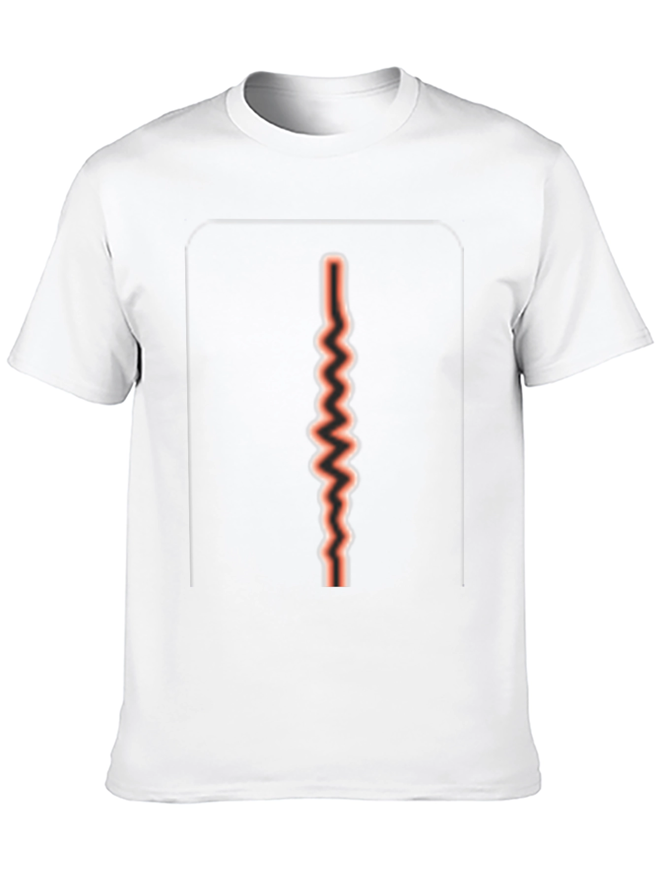 Red Zig Zag Line on Black T-shirt