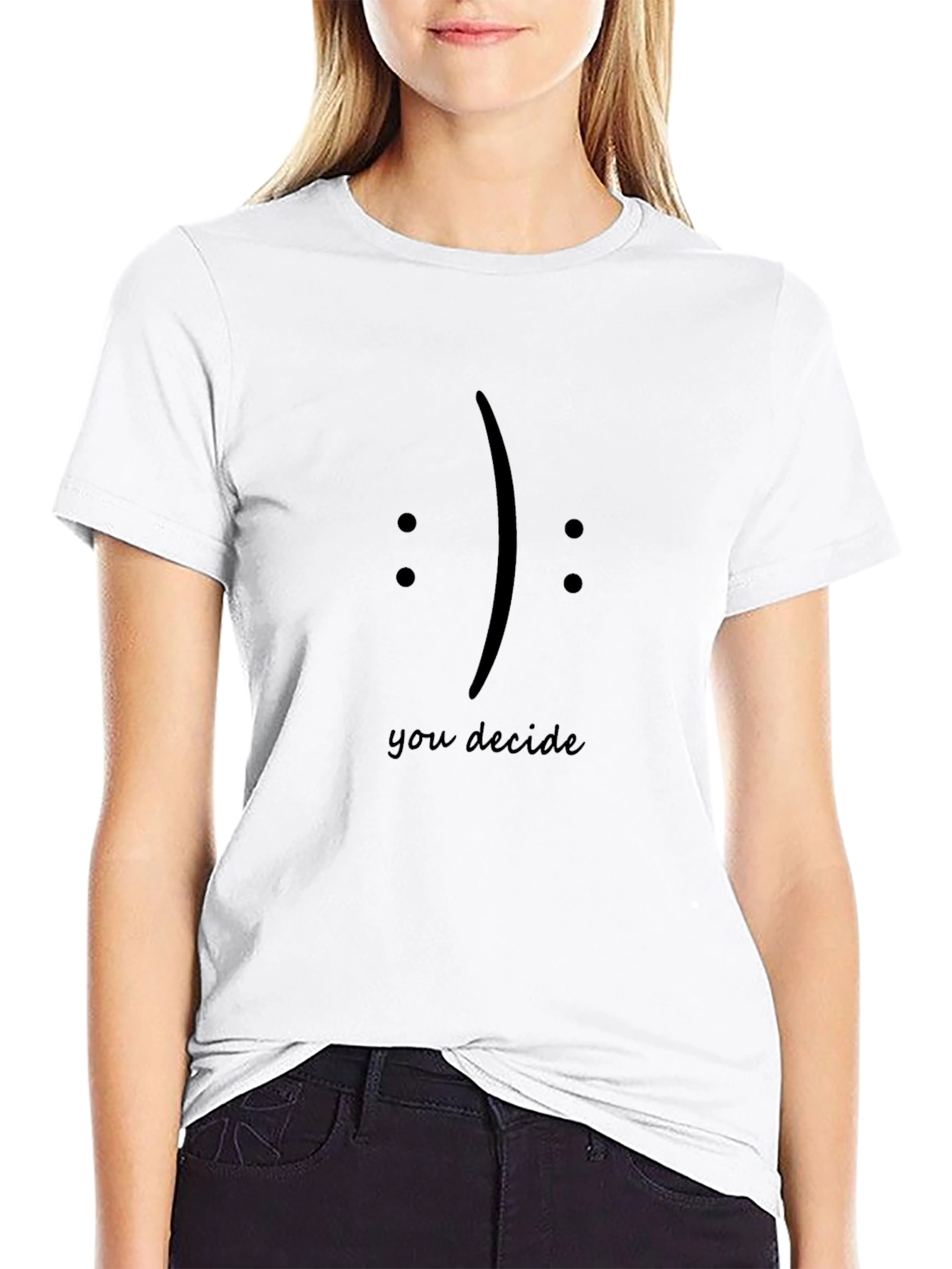 You Decide T-Shirt: Black Graphic Tee with Smiley