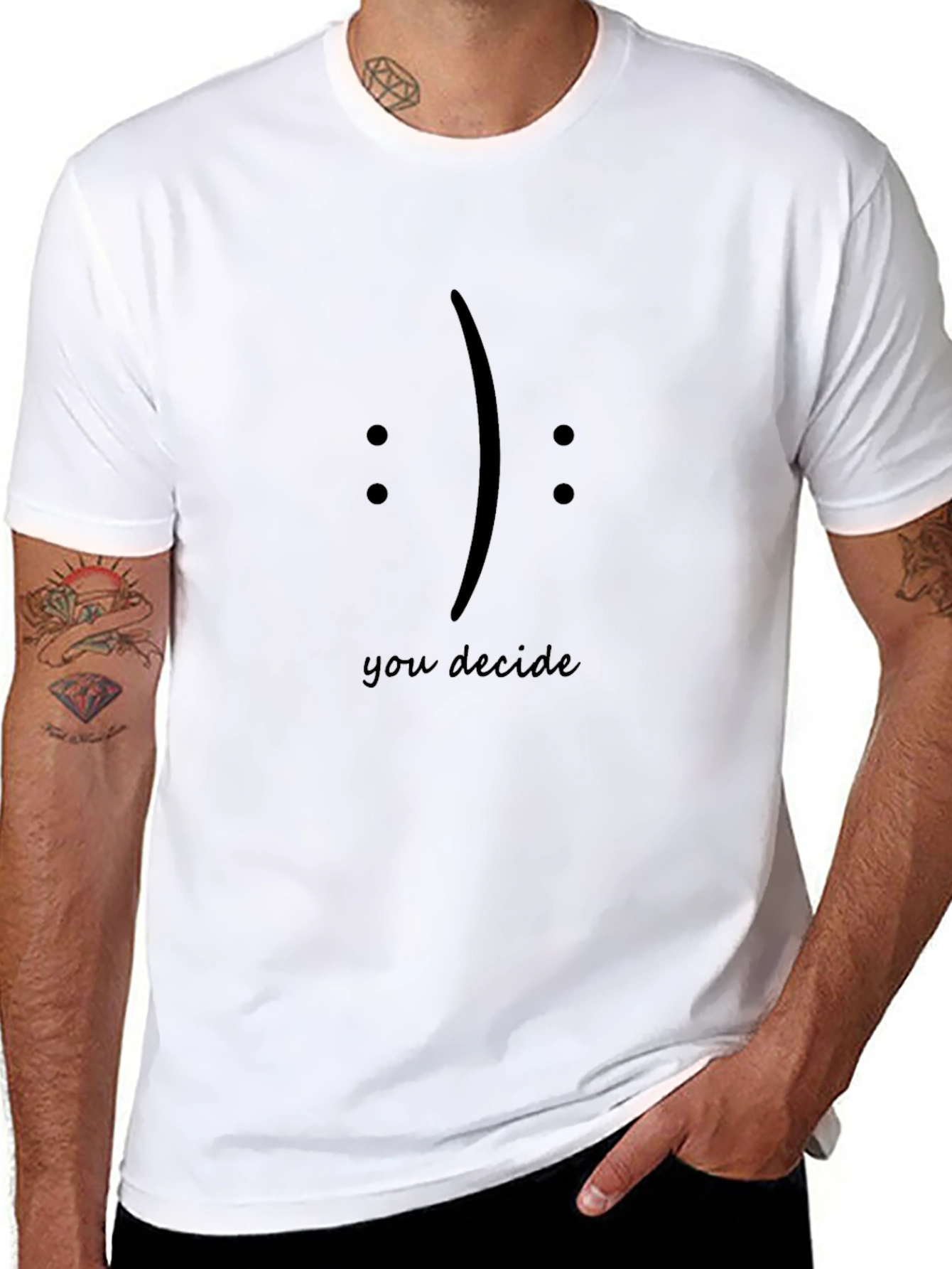You Decide T-Shirt: Black Graphic Tee with Smiley