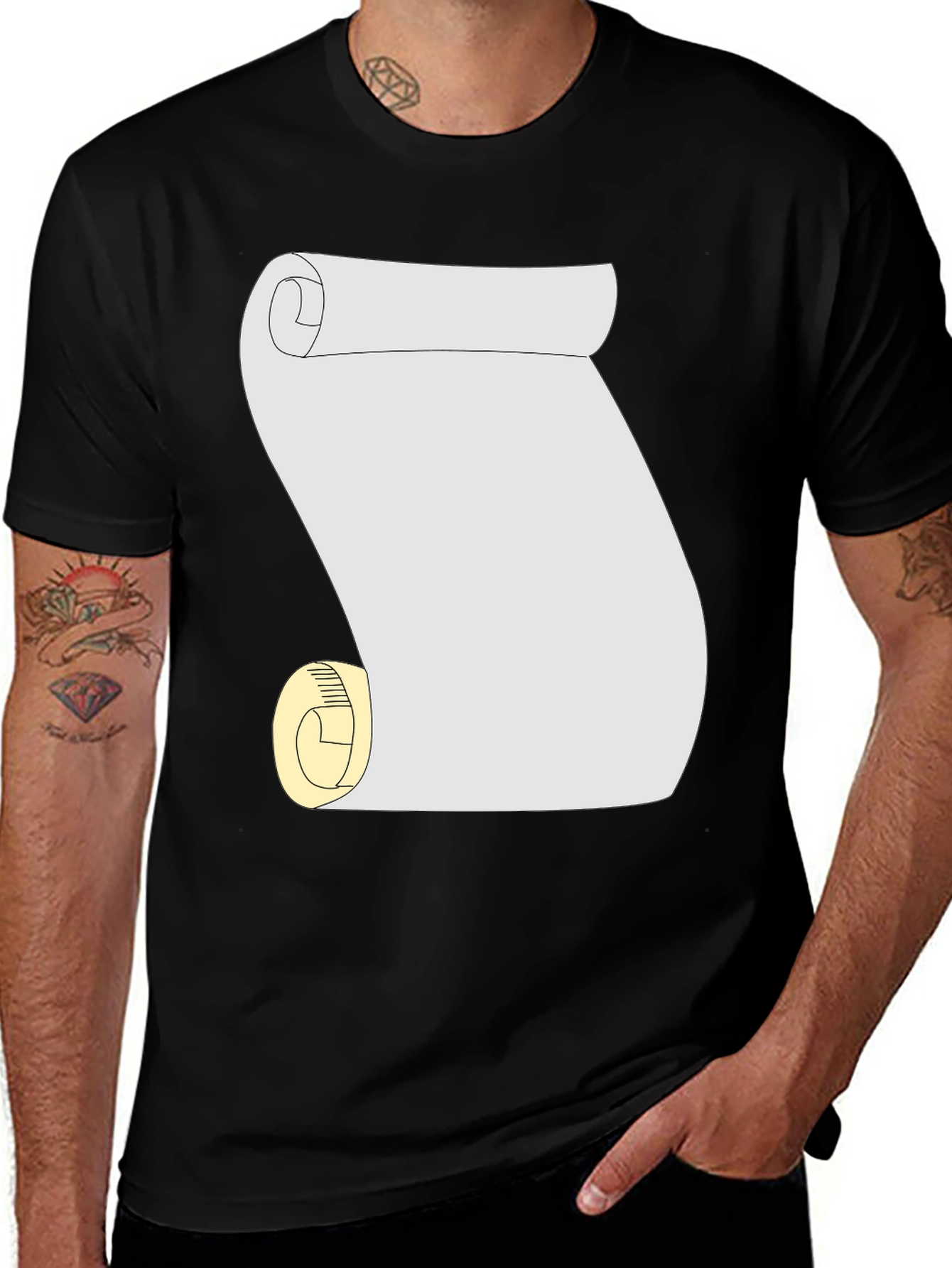 Scroll Graphic Tee - Black Cotton Casual T-Shirt
