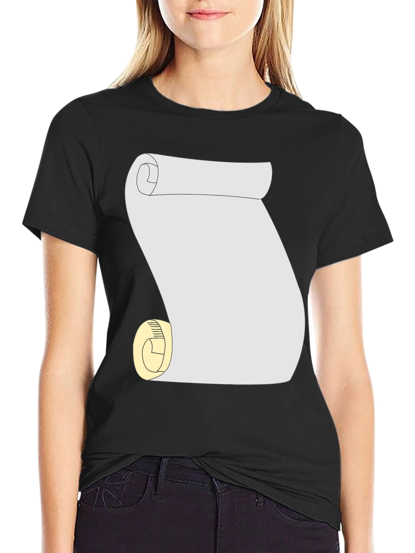 Scroll Graphic Tee - Black Cotton Casual T-Shirt