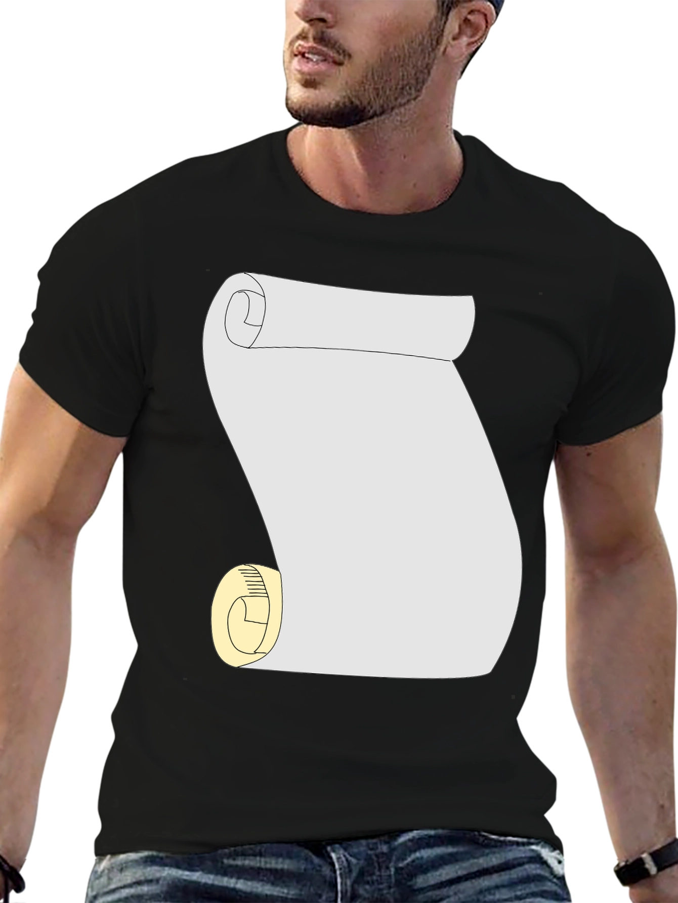 Scroll Graphic Tee - Black Cotton Casual T-Shirt