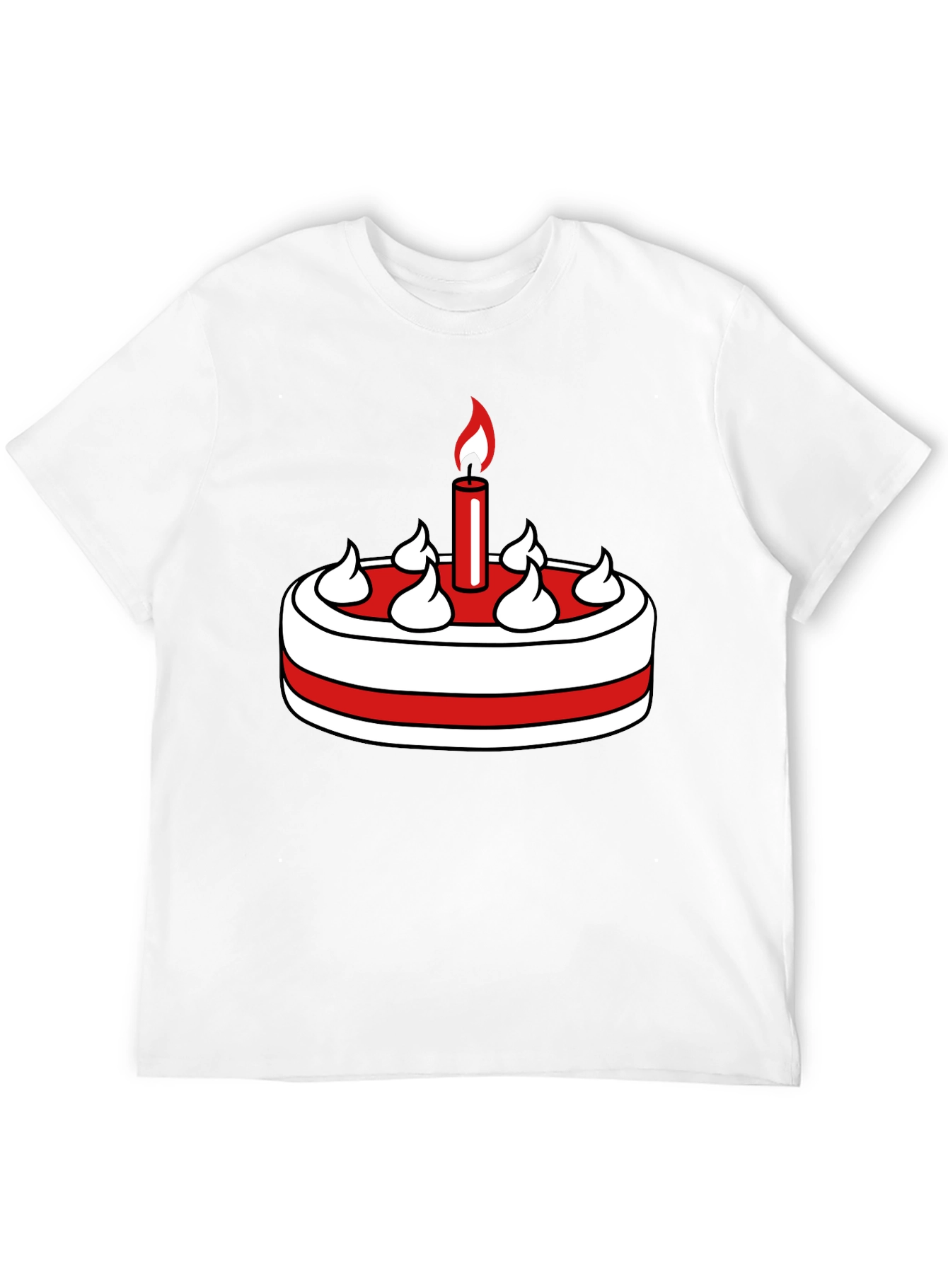Birthday Cake Graphic Tee - Black Cotton T-Shirt