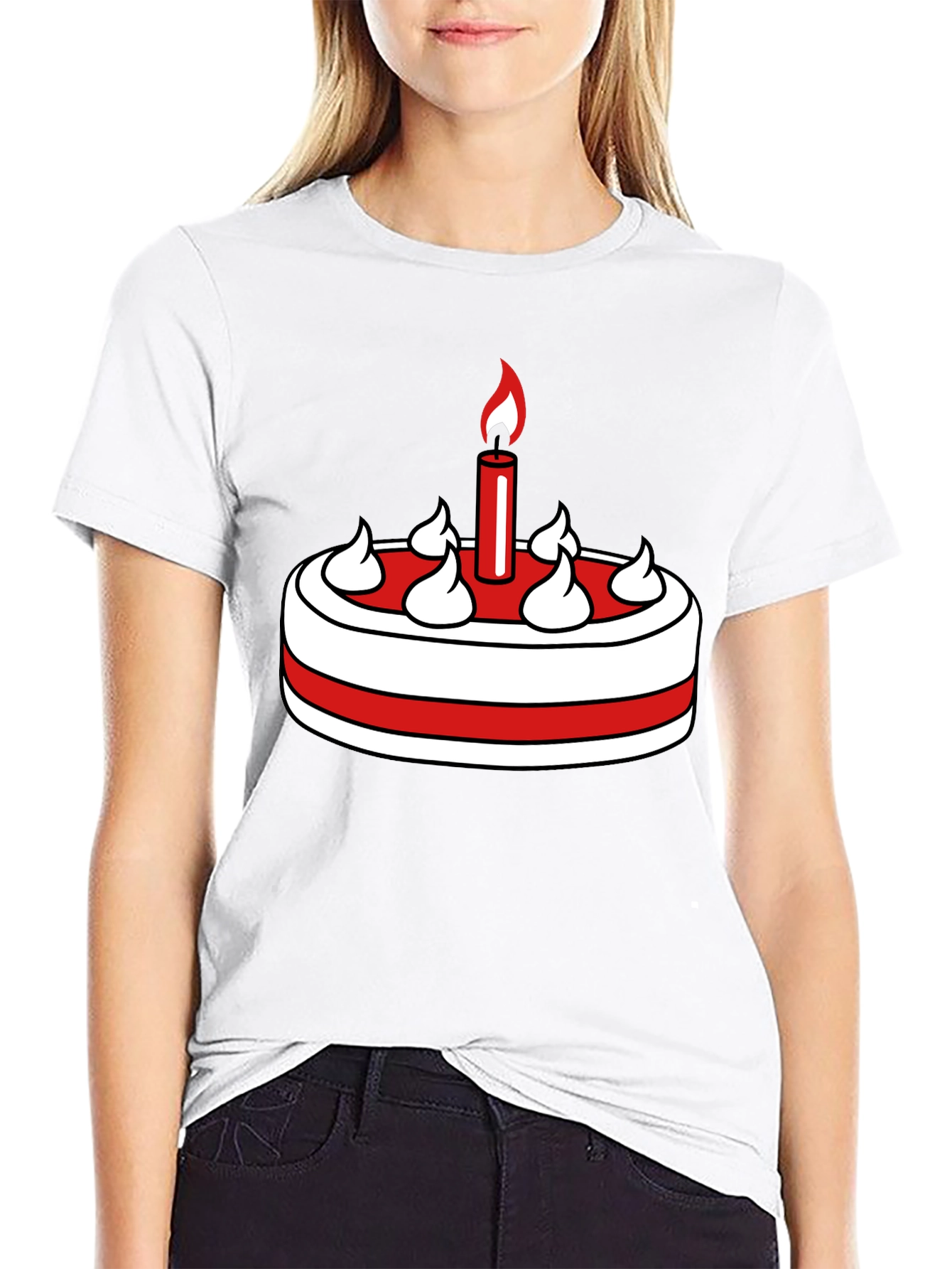 Birthday Cake Graphic Tee - Black Cotton T-Shirt