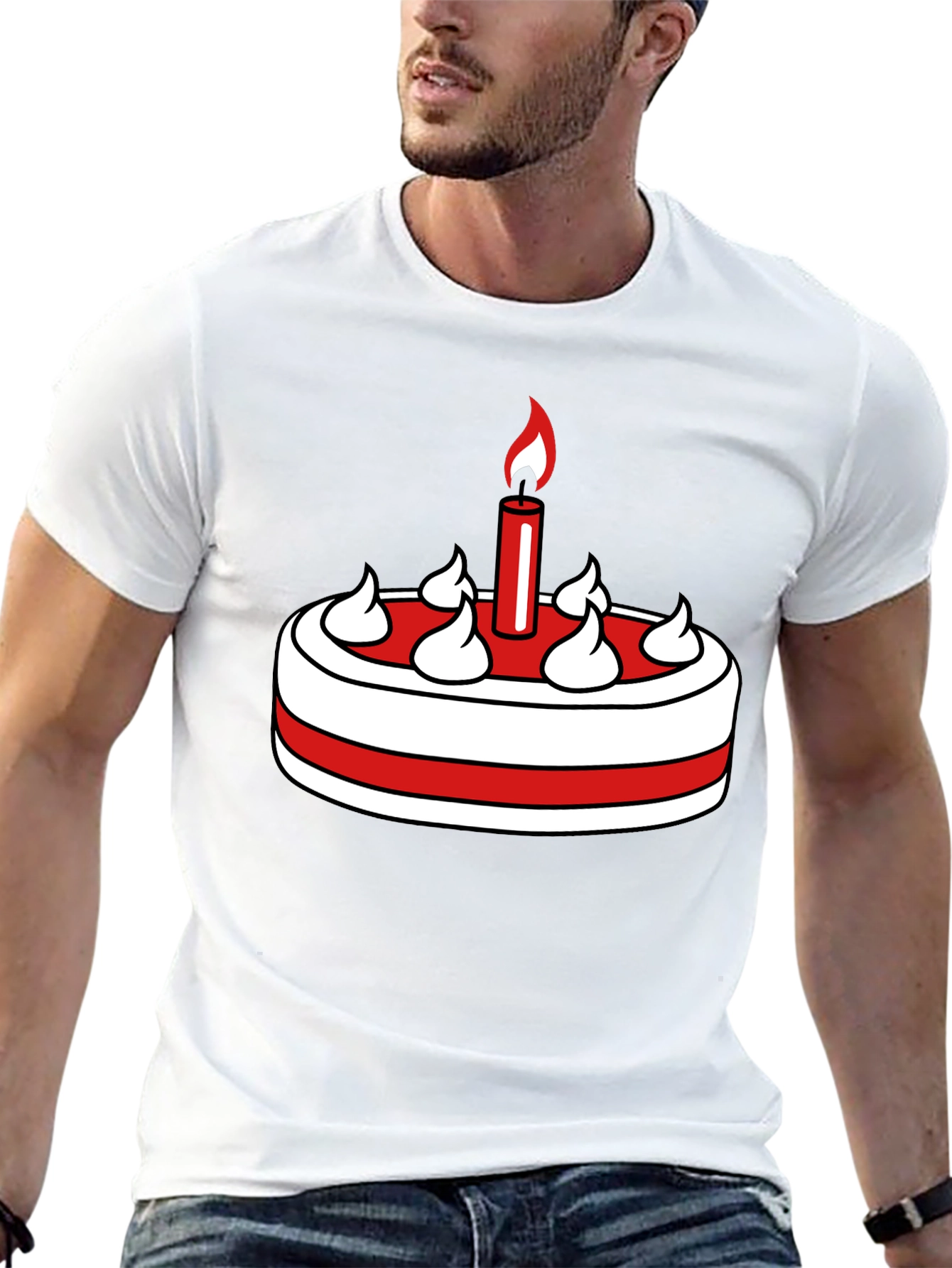 Birthday Cake Graphic Tee - Black Cotton T-Shirt