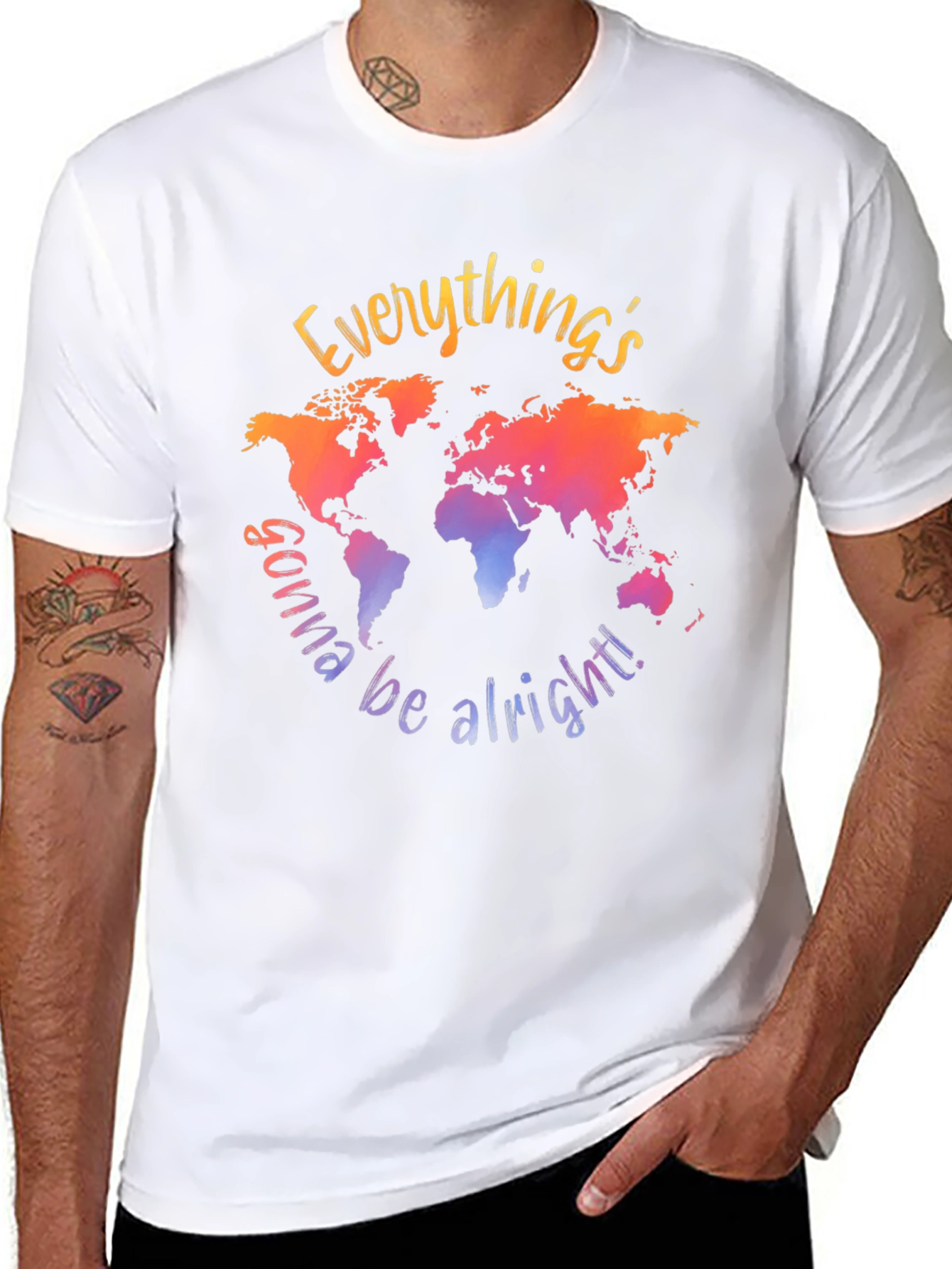Everythings Gonna Be Alright World Map Graphic Tee