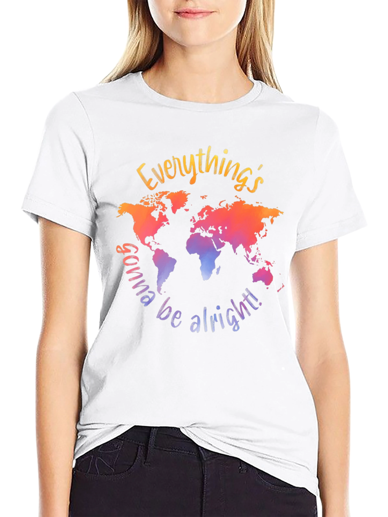 Everythings Gonna Be Alright World Map Graphic Tee