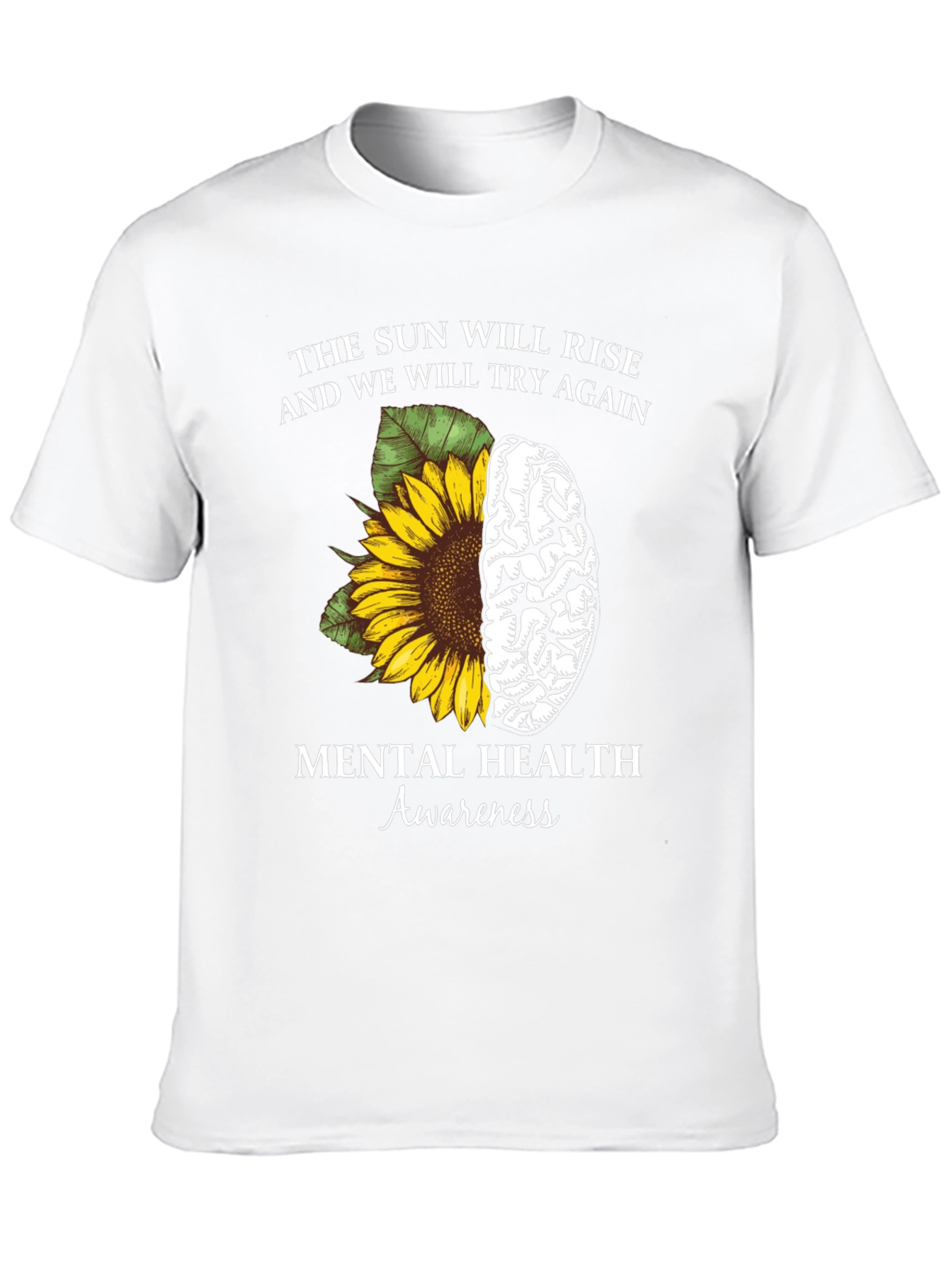 Mental Health Awareness Sunflower Brain Graphic Tee
