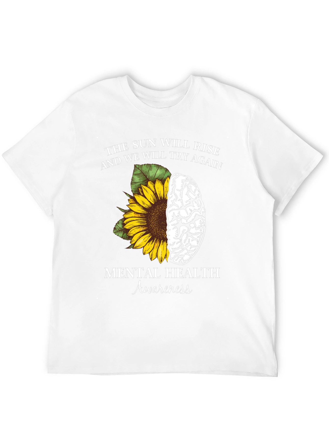 Mental Health Awareness Sunflower Brain Graphic Tee