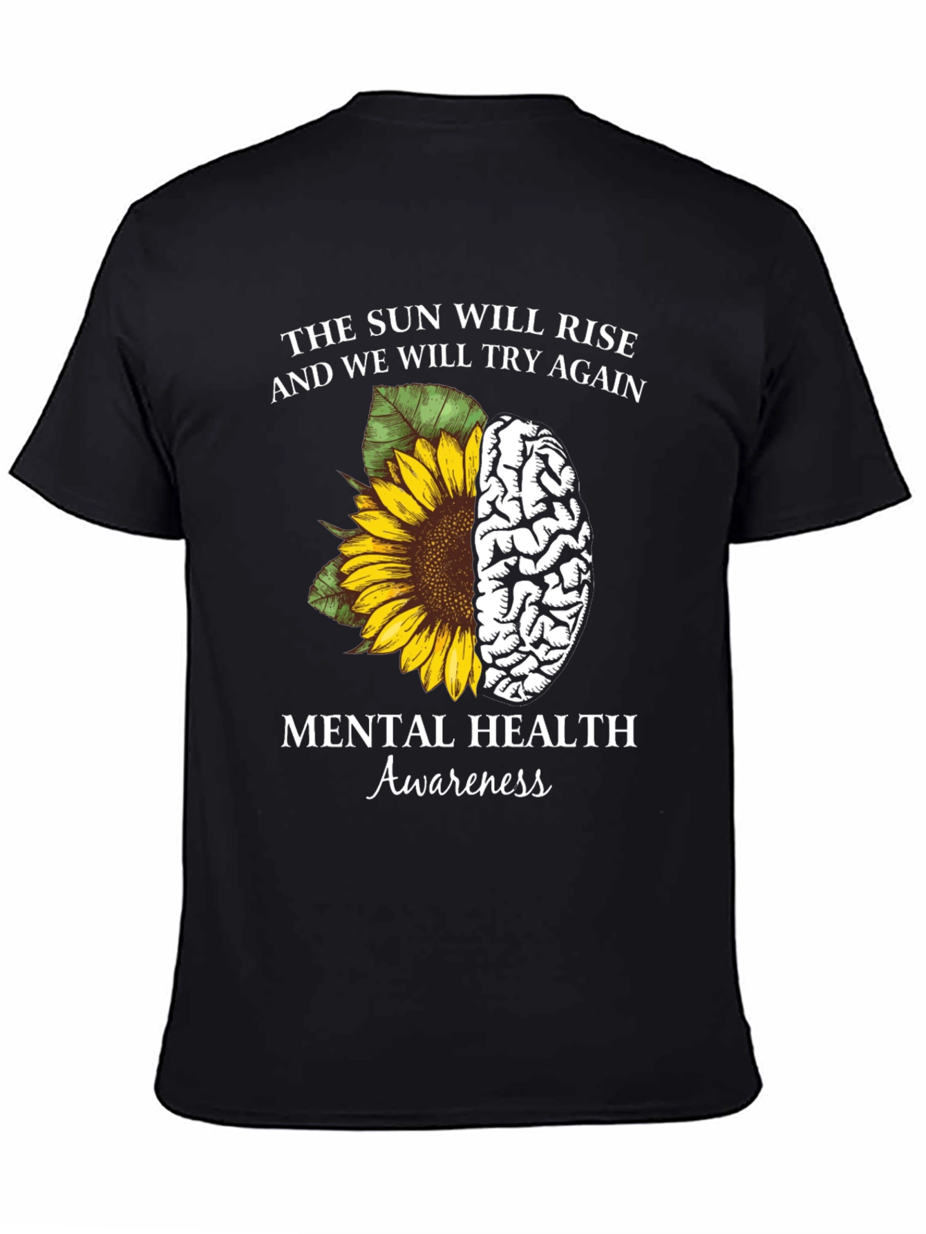 Mental Health Awareness Sunflower Brain Graphic Tee