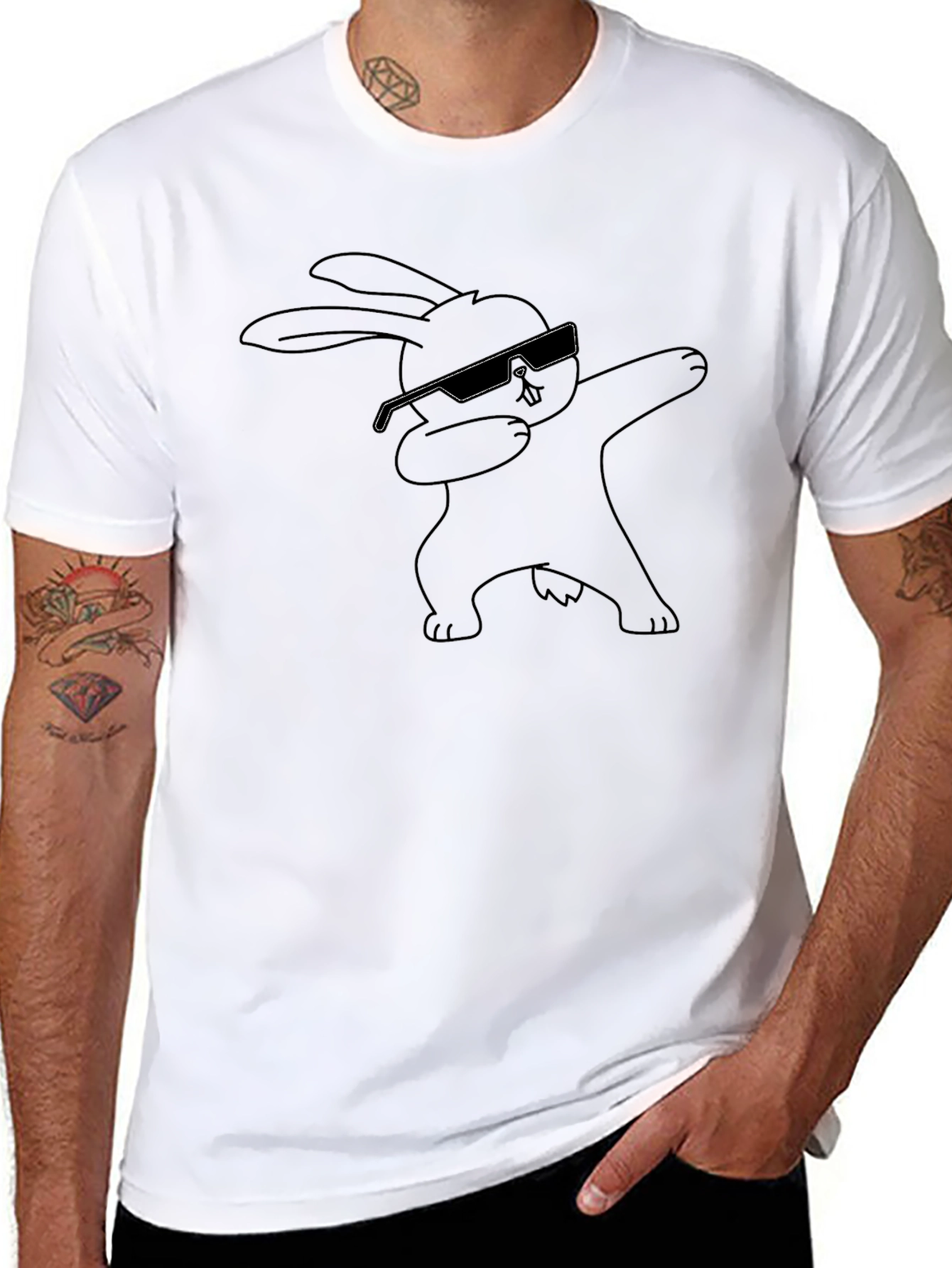 Dabbing Bunny Graphic Tee - Cool & Casual T-Shirt