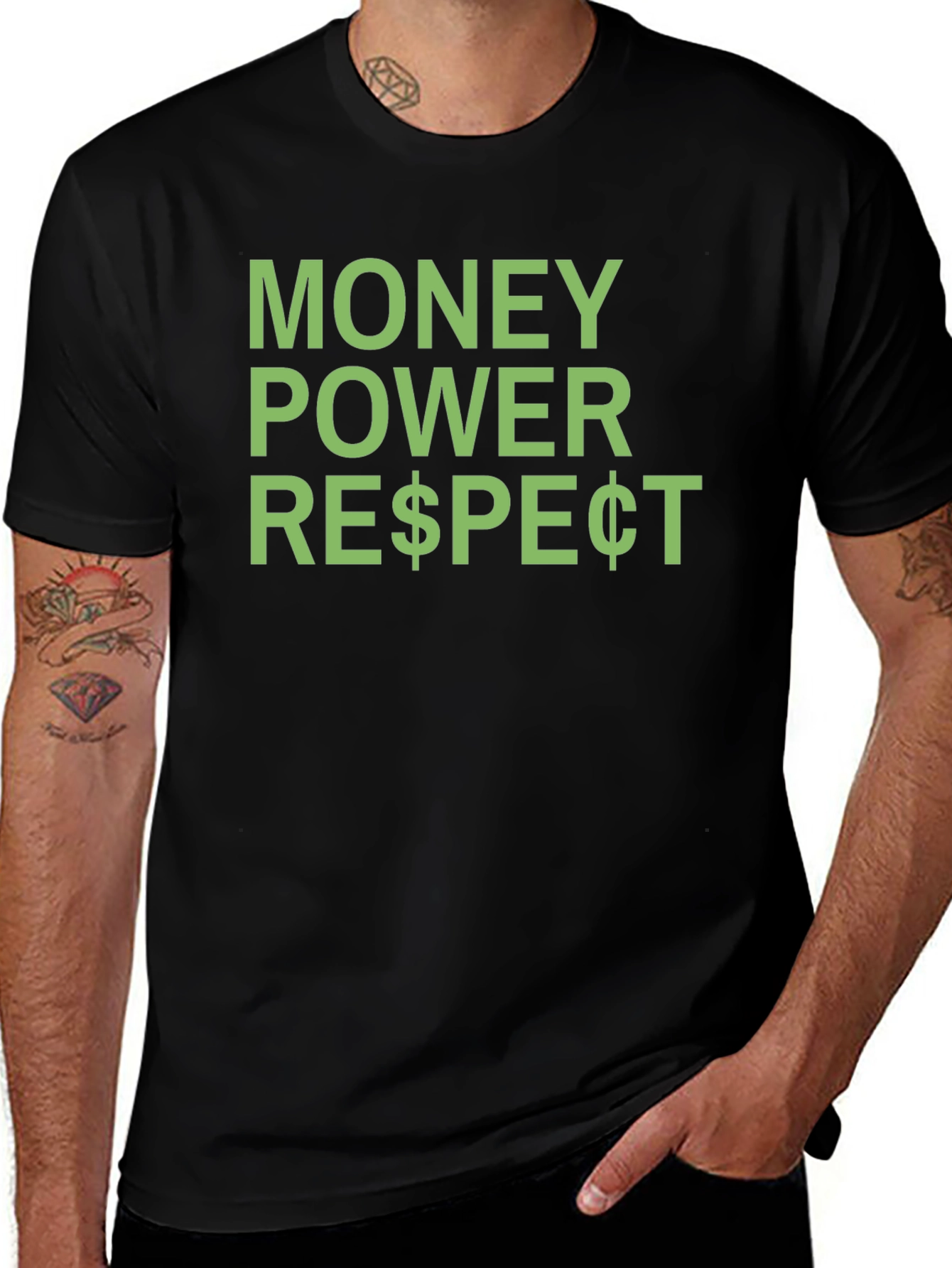 Money Power Respect Graphic Tee - Black