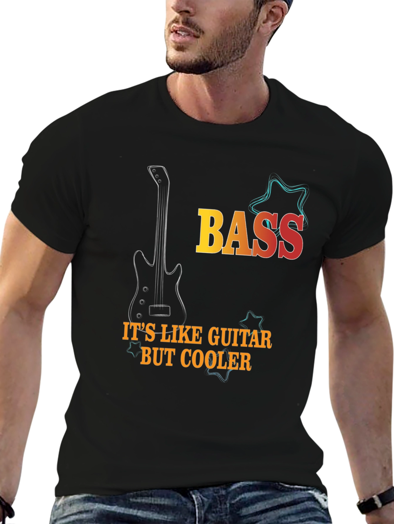 Bass Guitar Cool Black T-Shirt