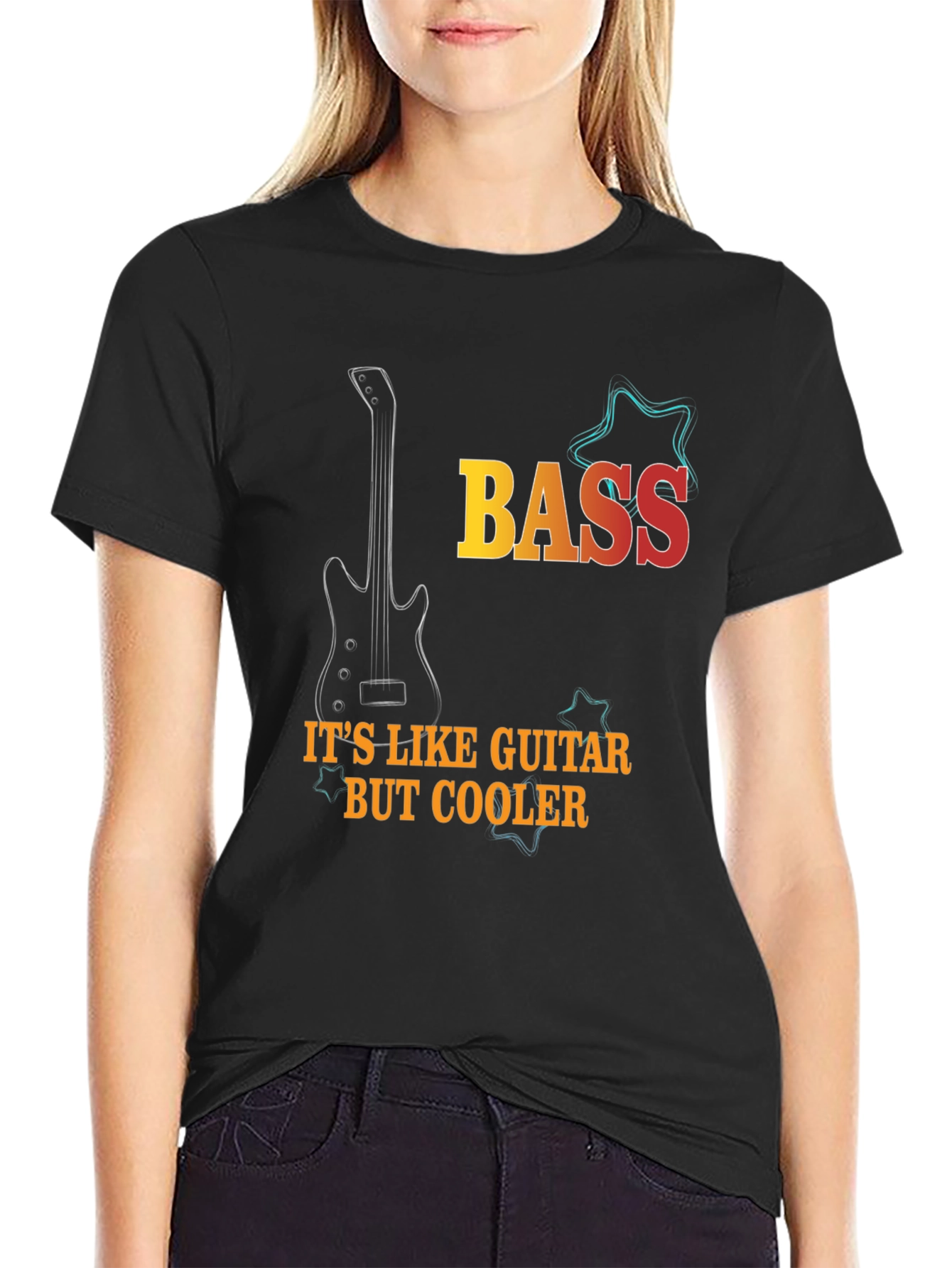 Bass Guitar Cool Black T-Shirt