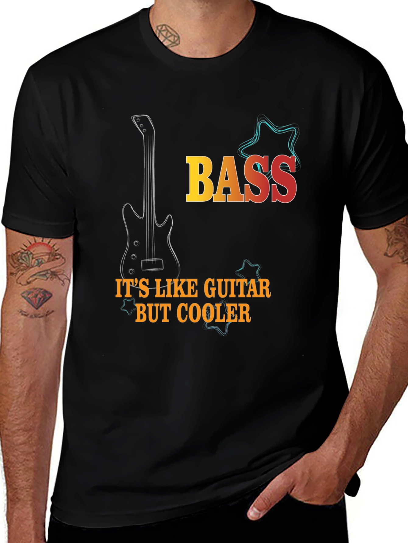 Bass Guitar Cool Black T-Shirt