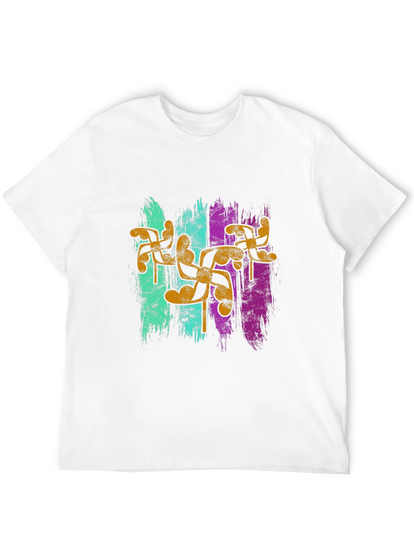 Retro Pinwheel Graphic Tee - Black Cotton Blend