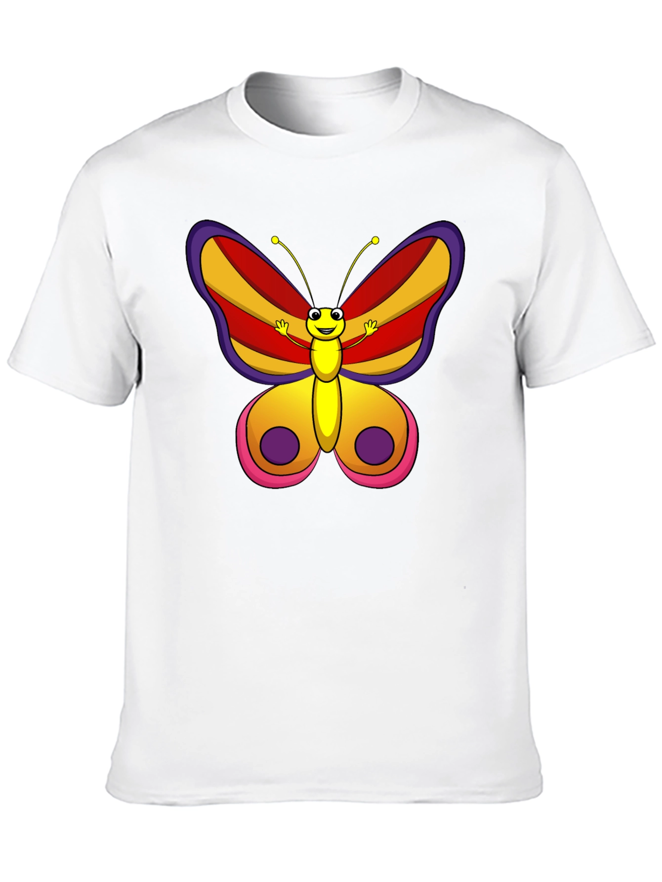 Cartoon Butterfly Graphic Tee - Black