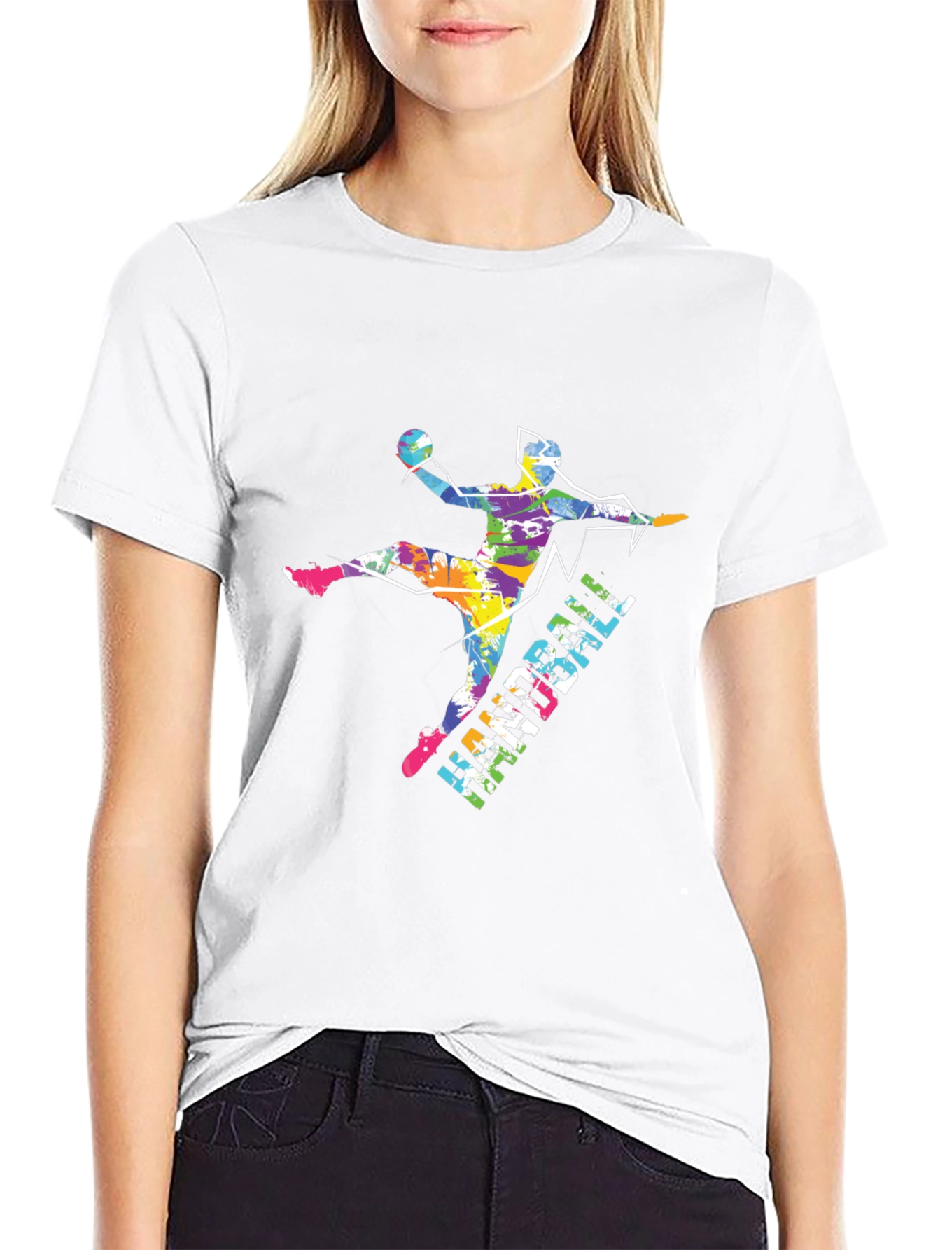 Handball Player Graphic T-Shirt - Black