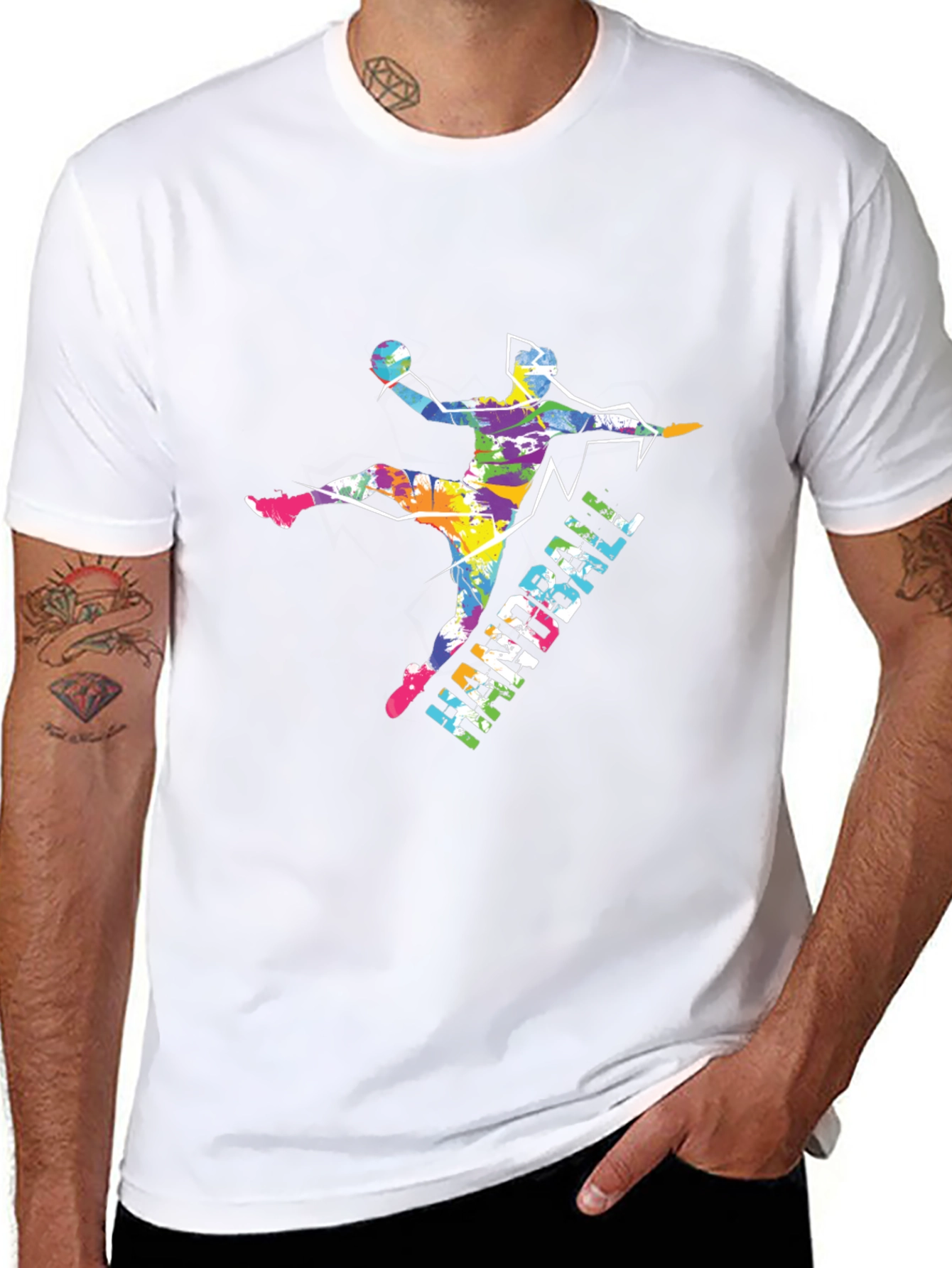 Handball Player Graphic T-Shirt - Black