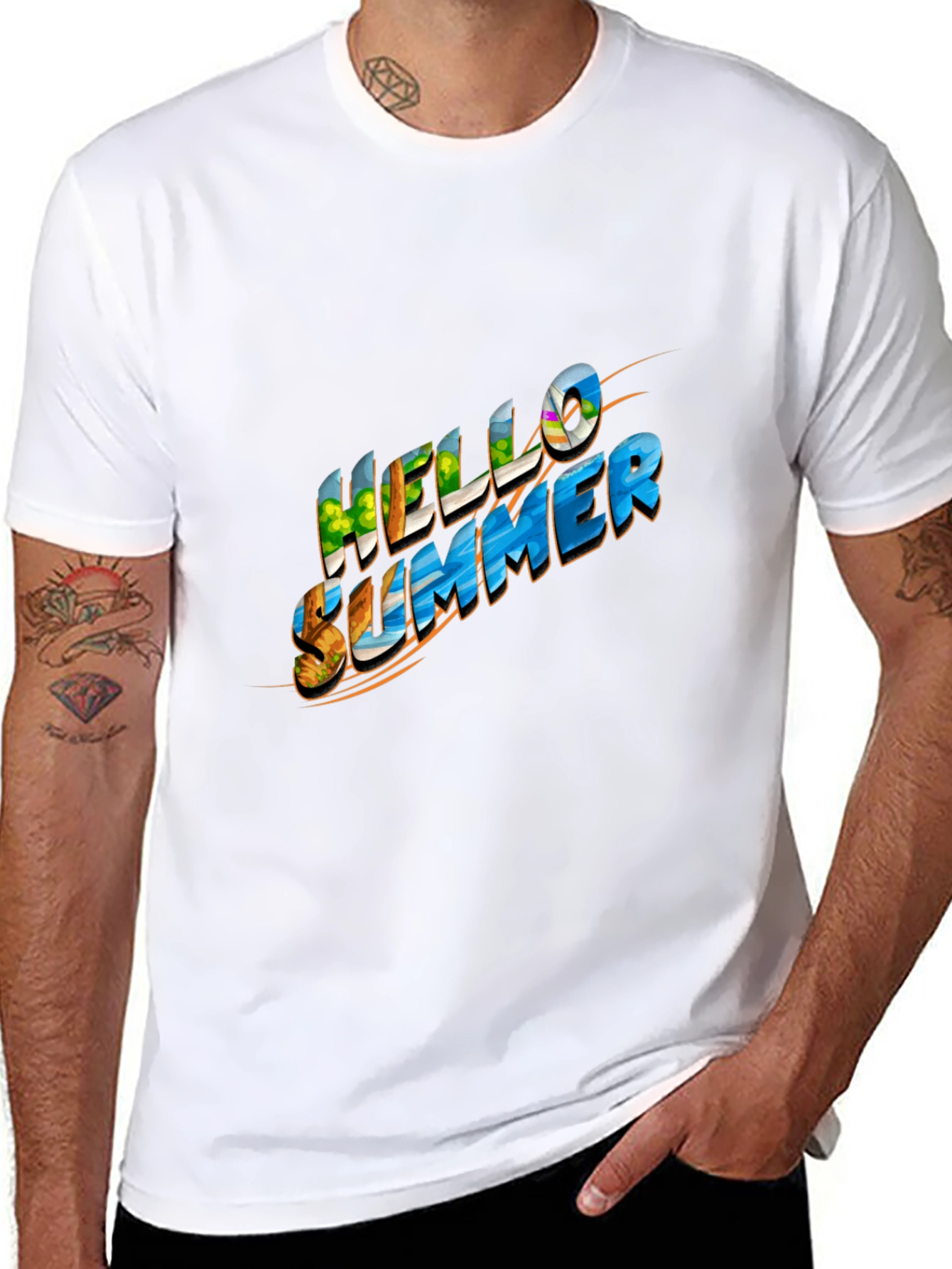 Hello Summer Graphic Black Tee
