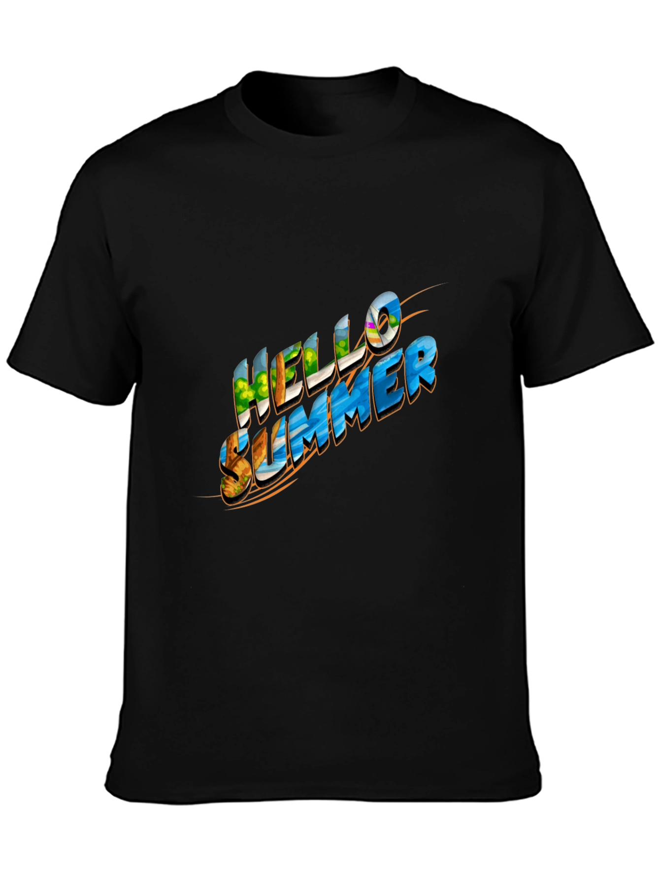 Hello Summer Graphic Black Tee