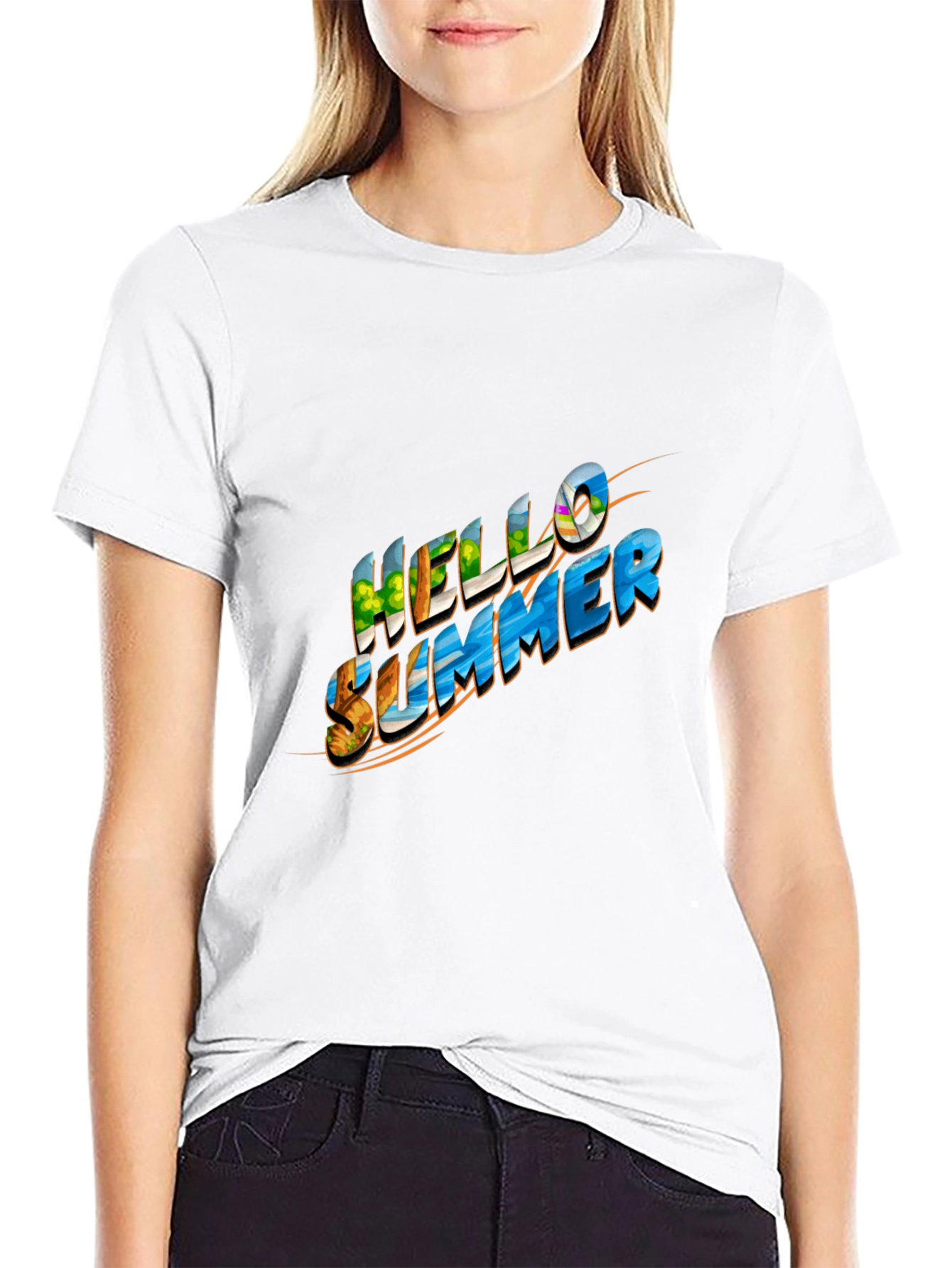 Hello Summer Graphic Black Tee