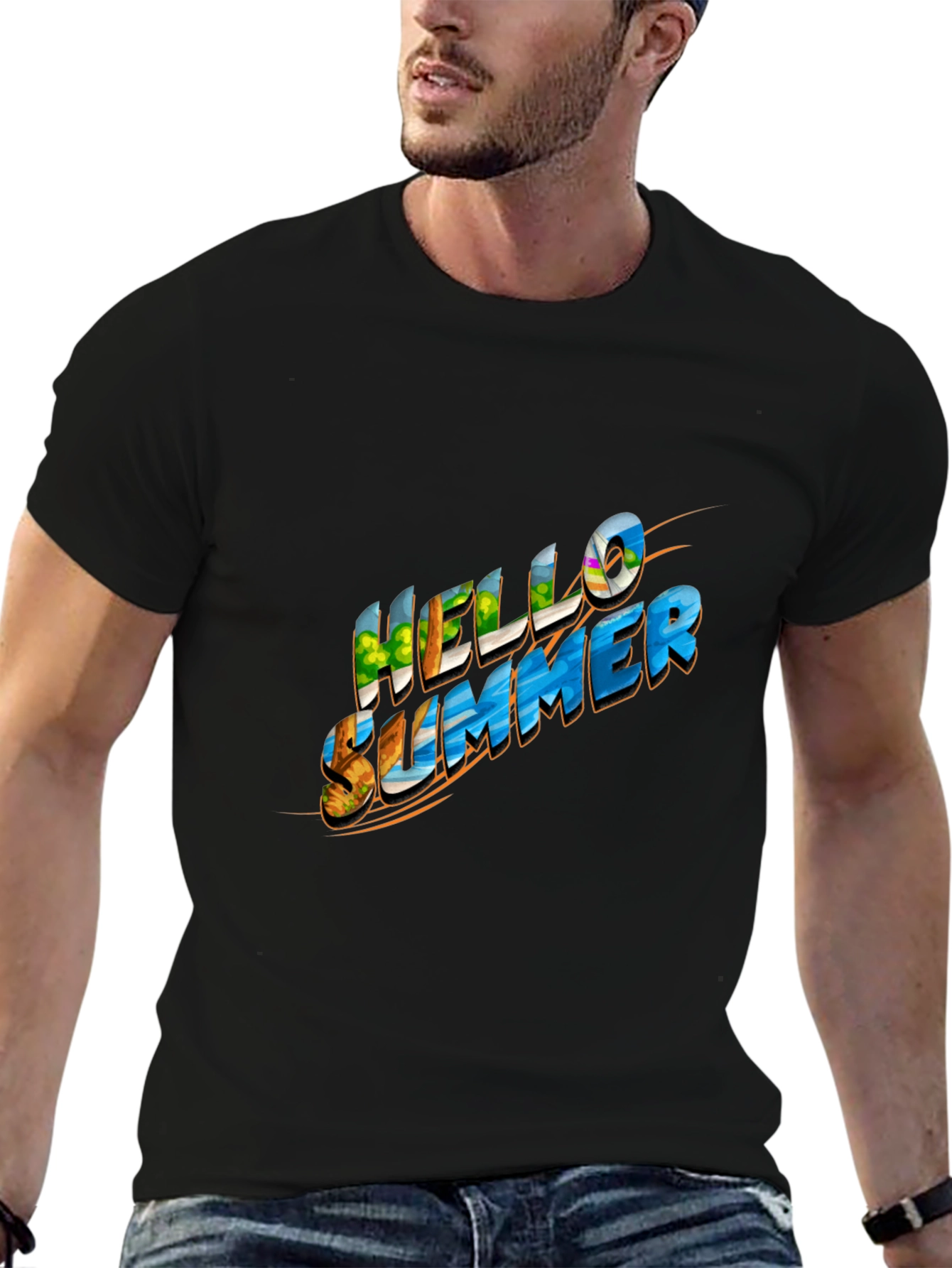 Hello Summer Graphic Black Tee