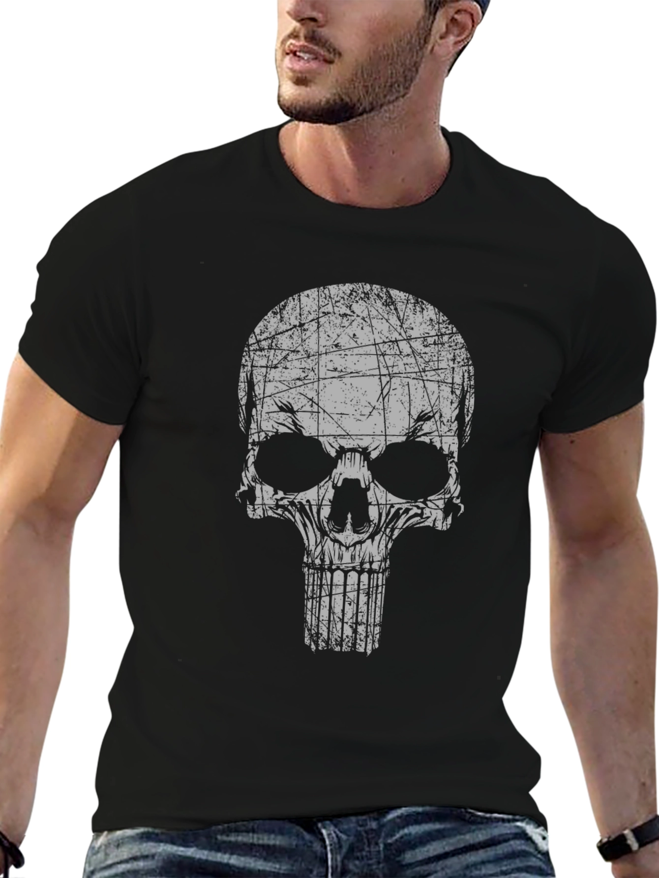 Skull Graphic Black T-Shirt - Grunge Style Tee