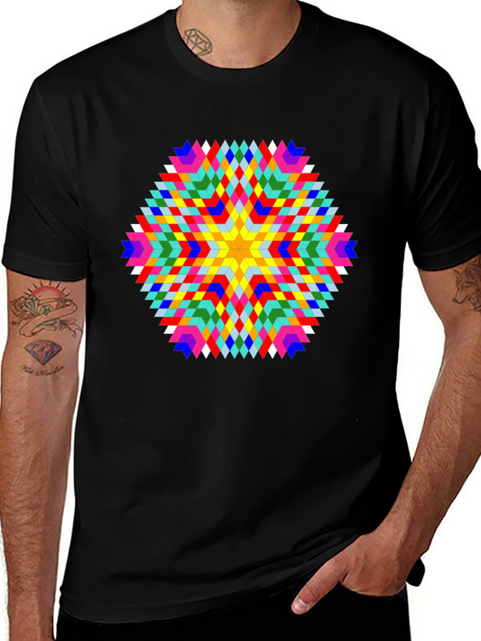 Geometric Mandala T-Shirt - Colorful Design
