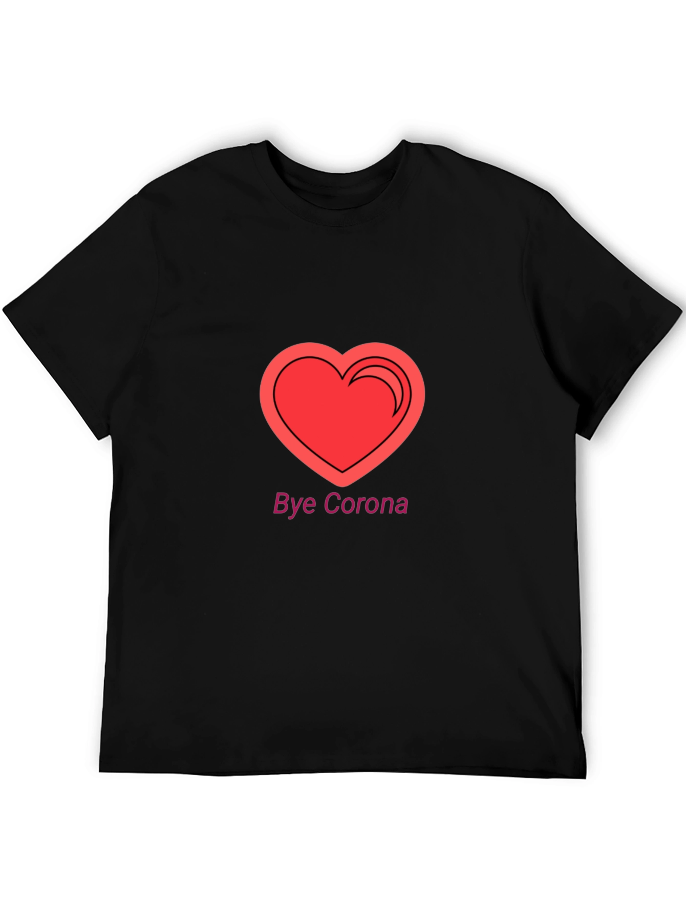 Bye Corona Heart T-Shirt - Black