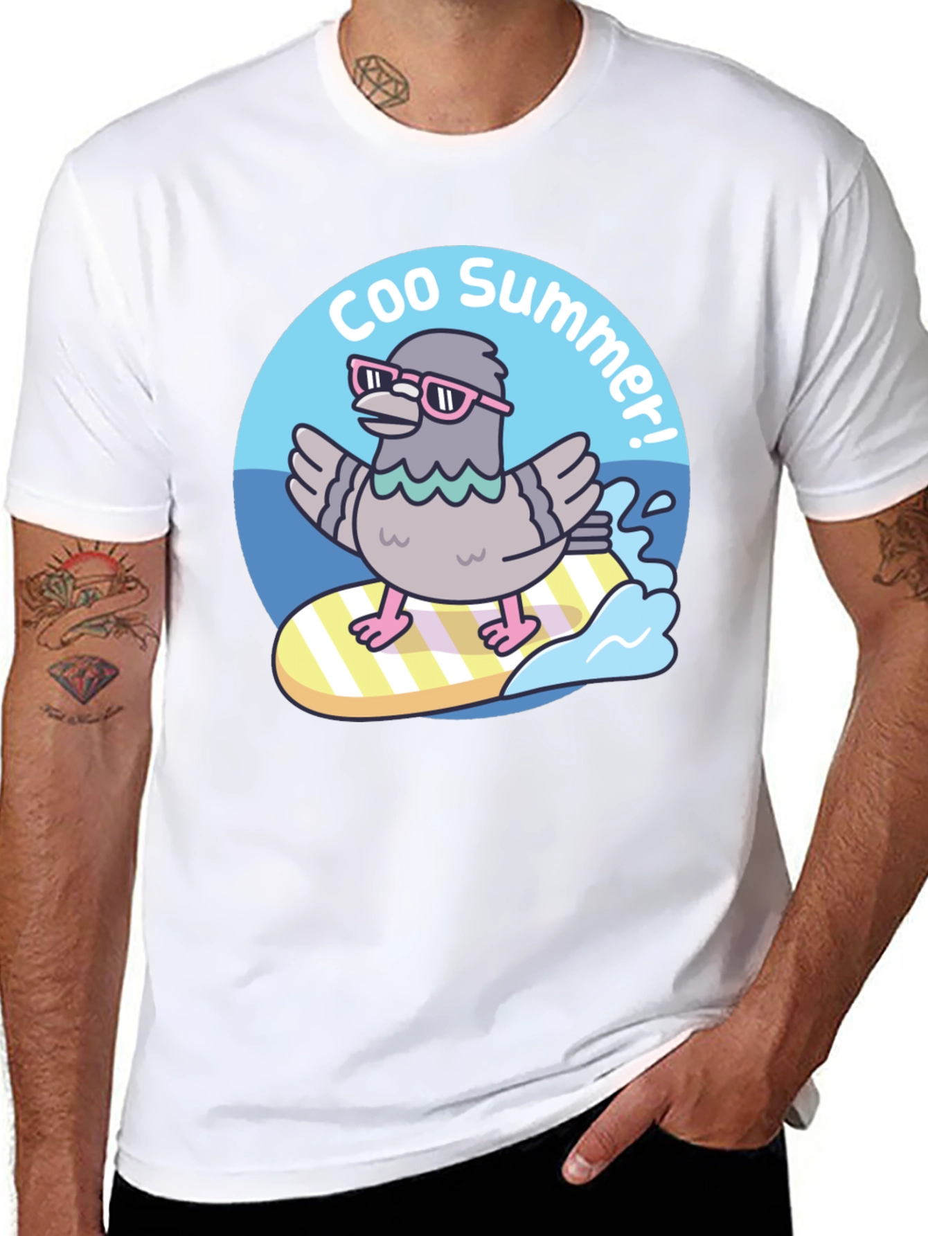 Coo Summer T-Shirt - Pigeon Surfing Tee