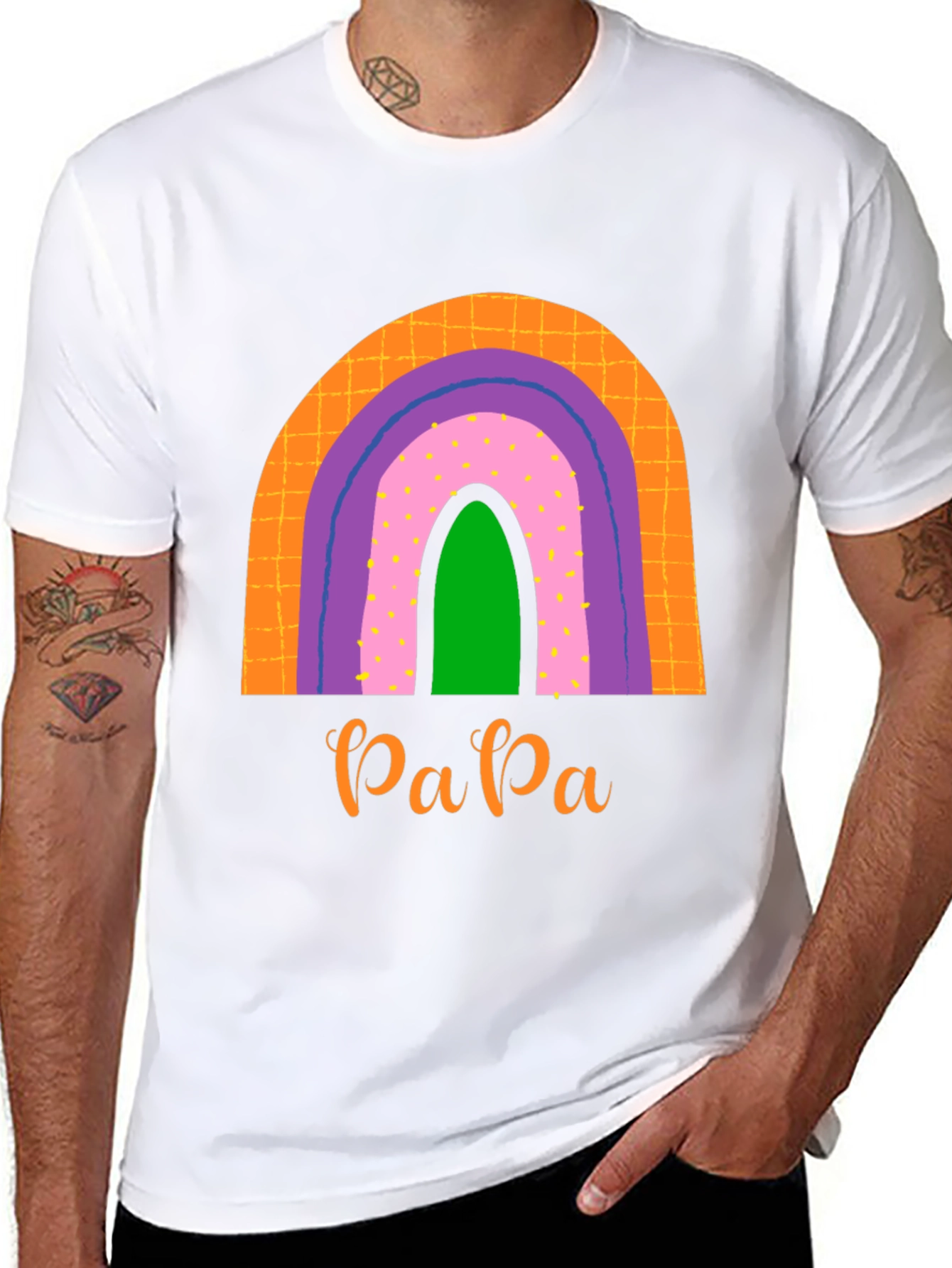 Retro Papa Rainbow Graphic Tee - Dads Pride