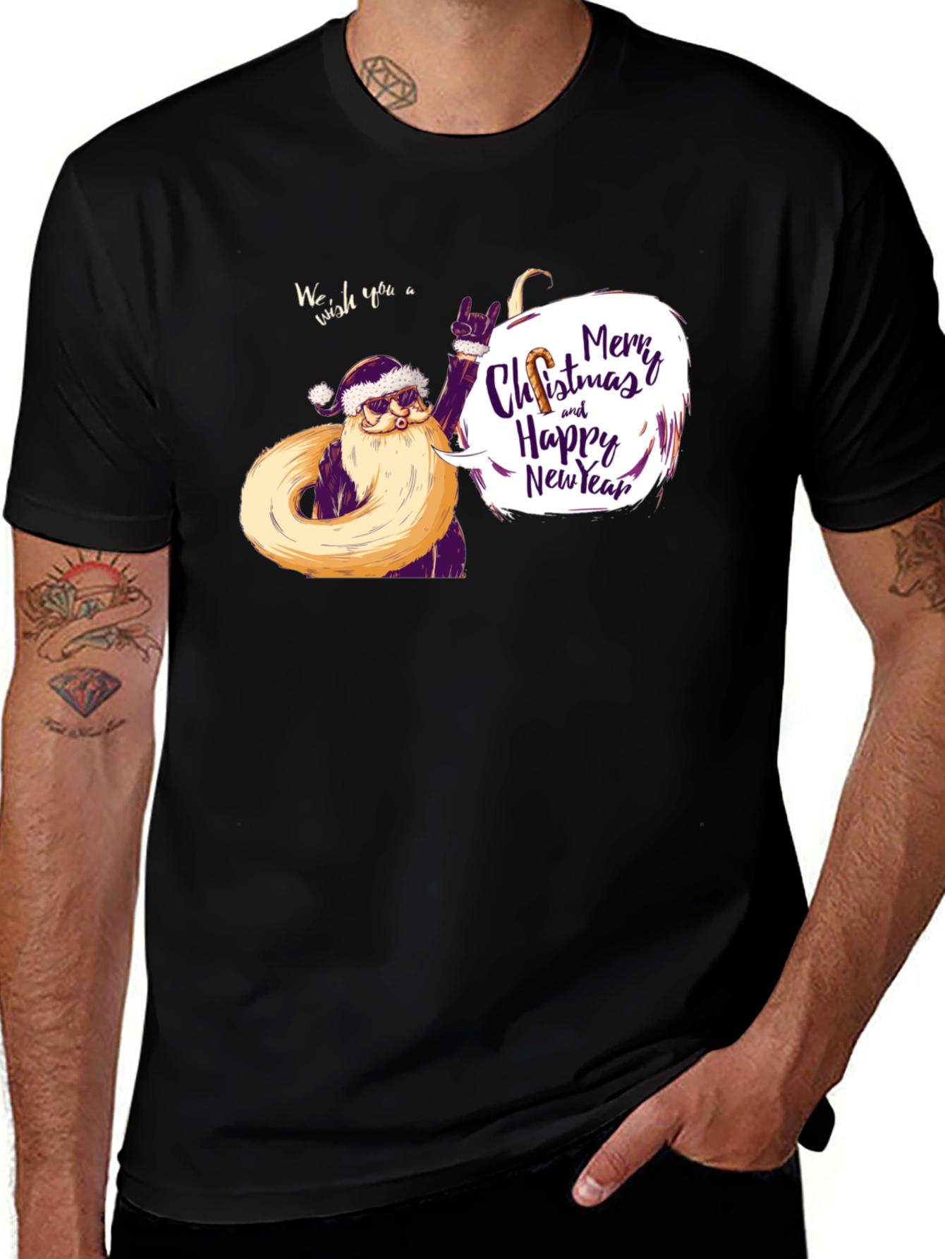 Rockin Santa Christmas T-Shirt