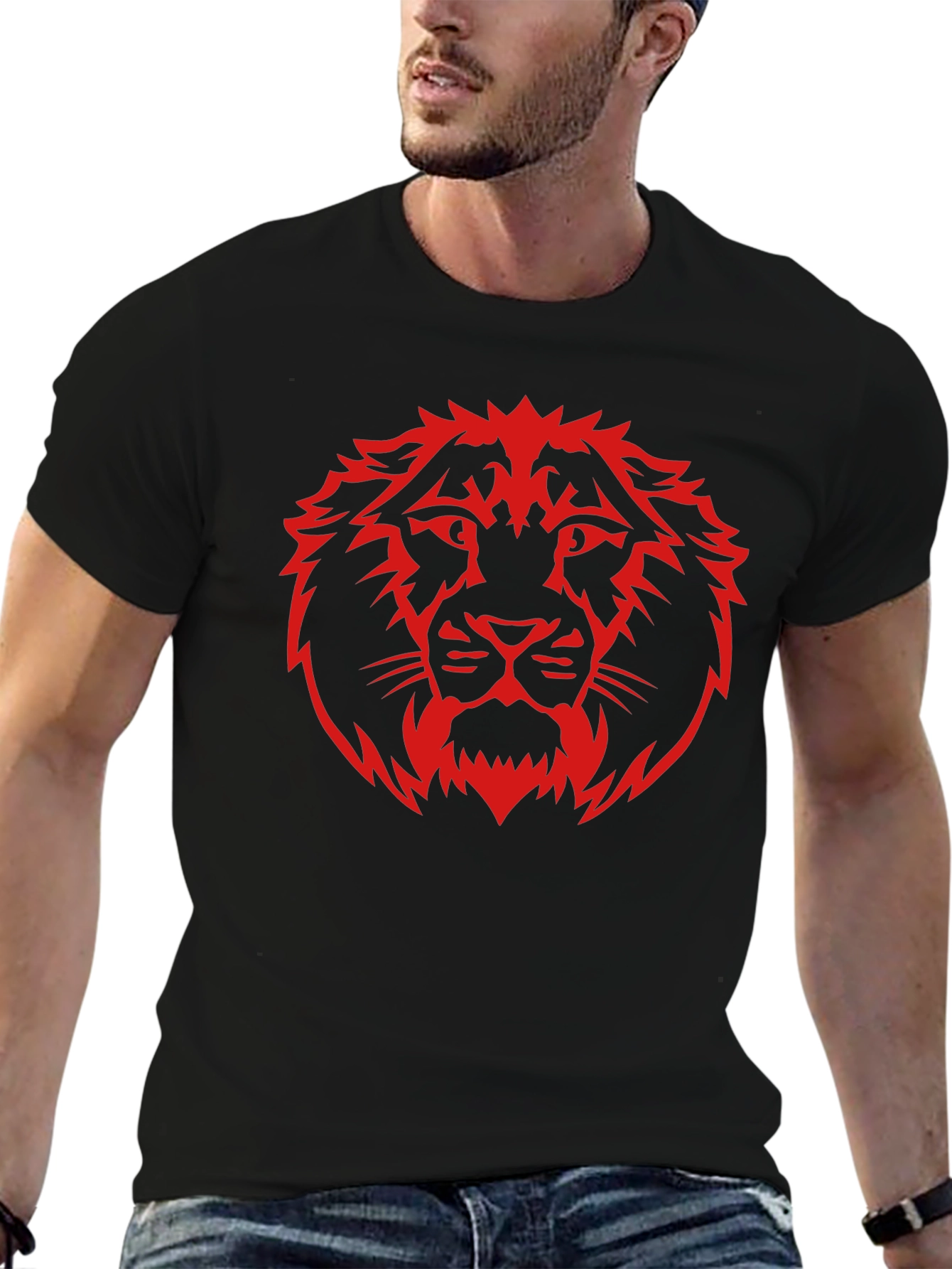 Lion Head Graphic Tee - Black